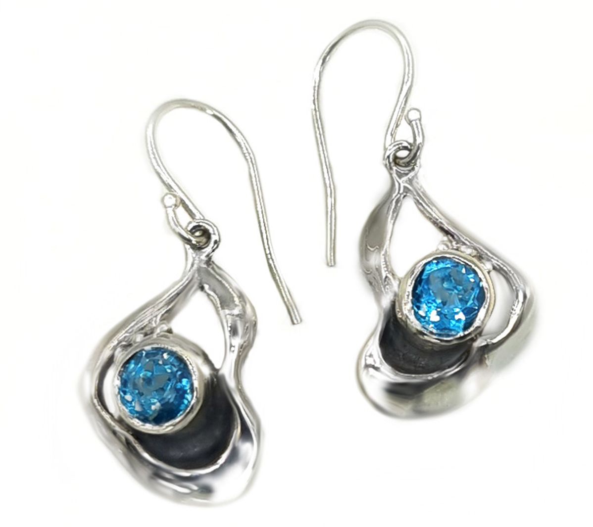 Hagit Sterling Silver Free Form Gemstone Drop Earrings
