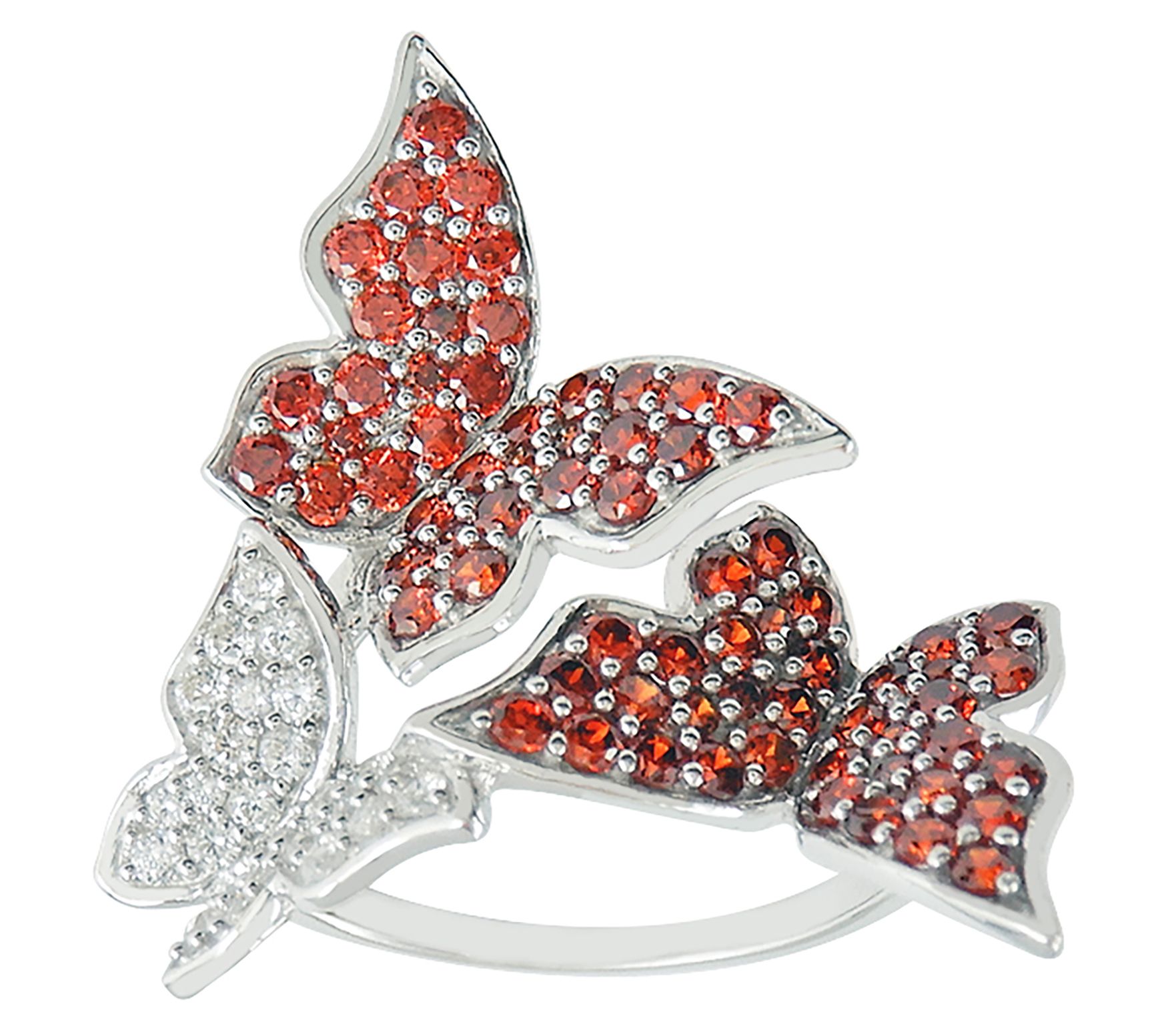 Diamonique 1.45 cttw Red Butterfly Ring, Sterling Silver