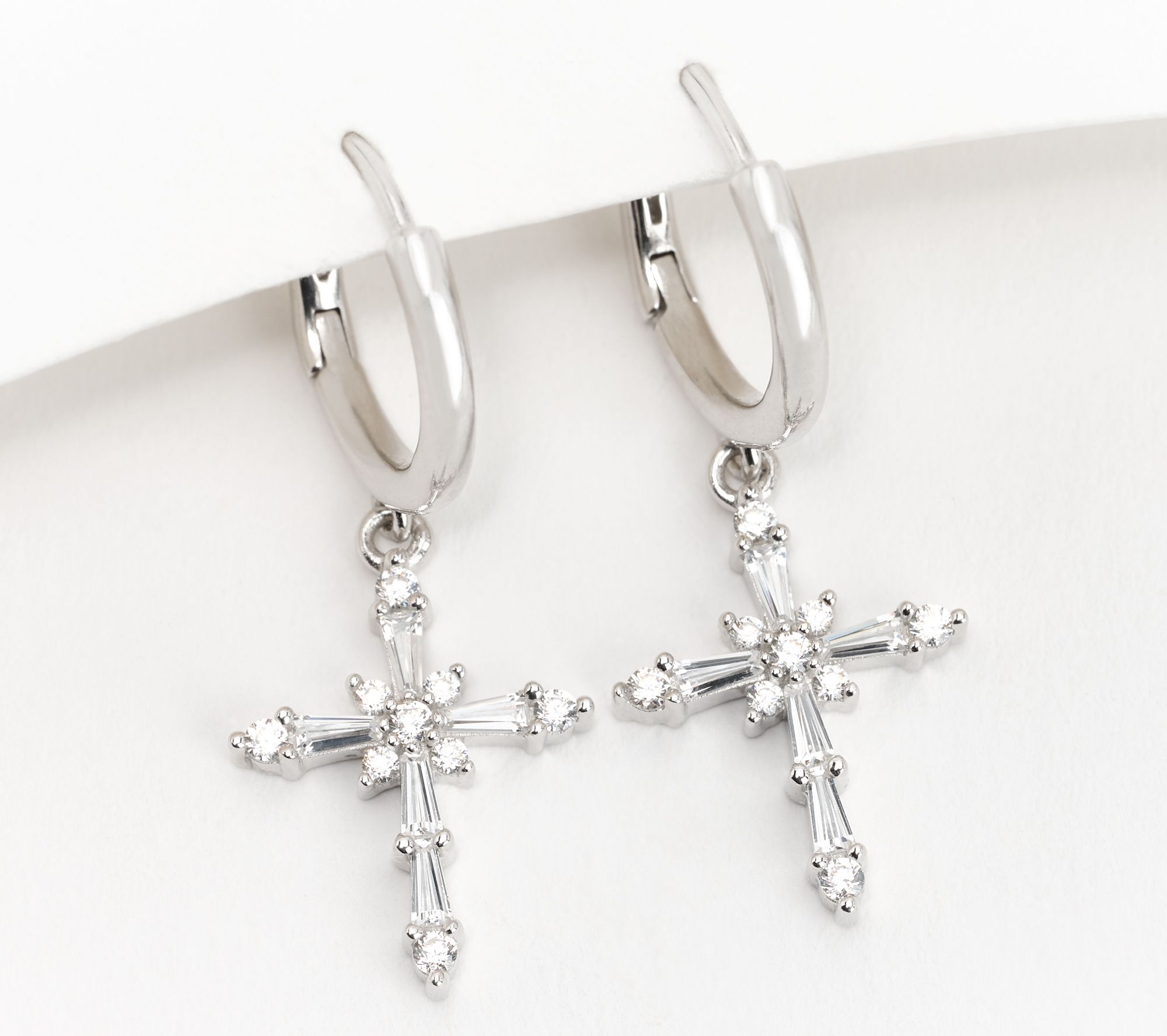 Diamonique By Grace Through Faith Cross Hoop Earrings - QVC.com
