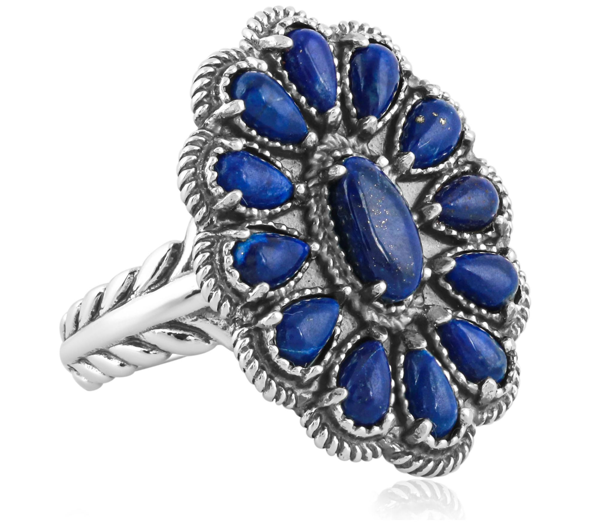 American West Sterling Gemstone Cluster Ring