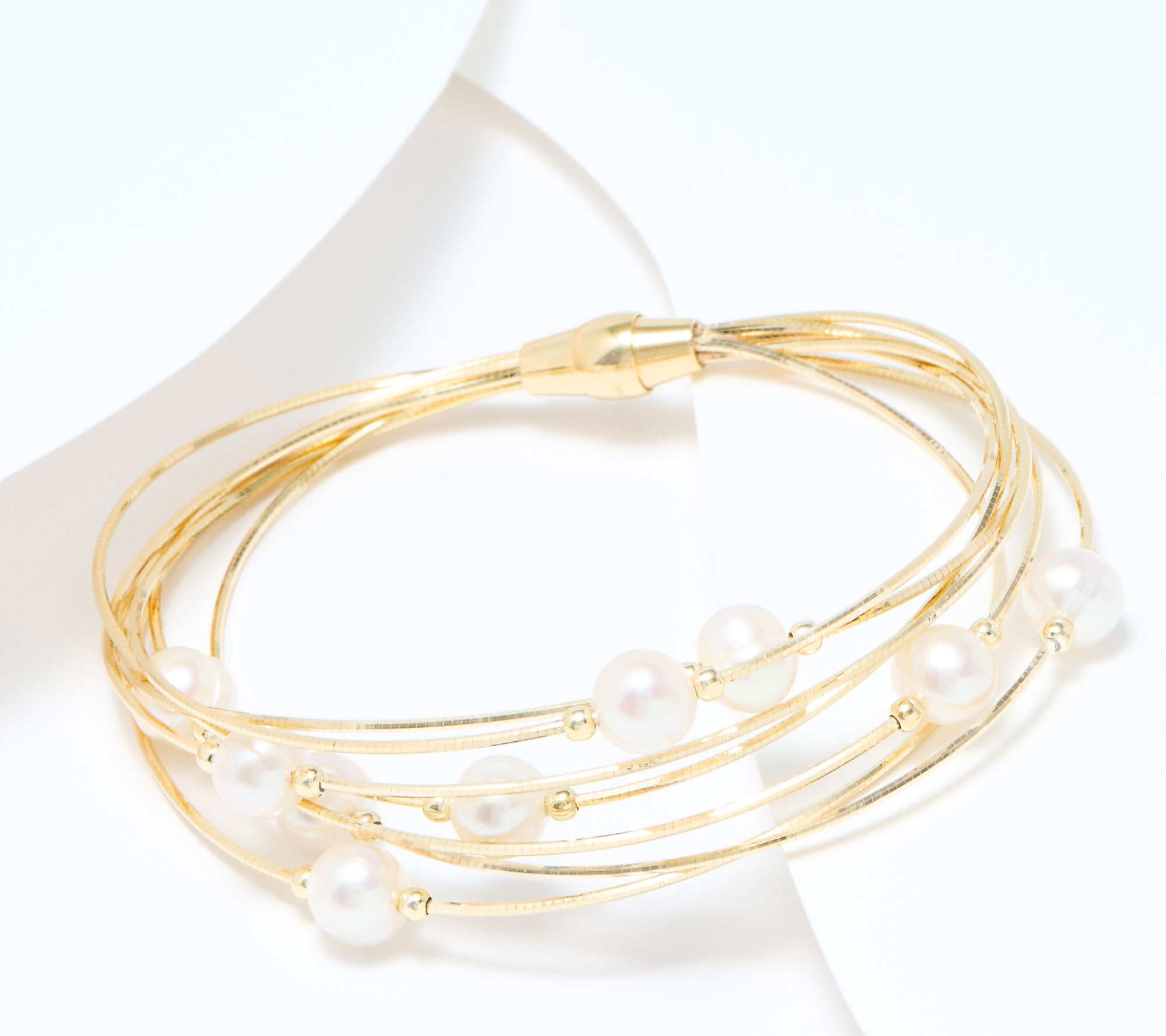 "As Is" Honora Multi-Strand Cultured Pearl SS Bracelet w/ Magnetic Clasp