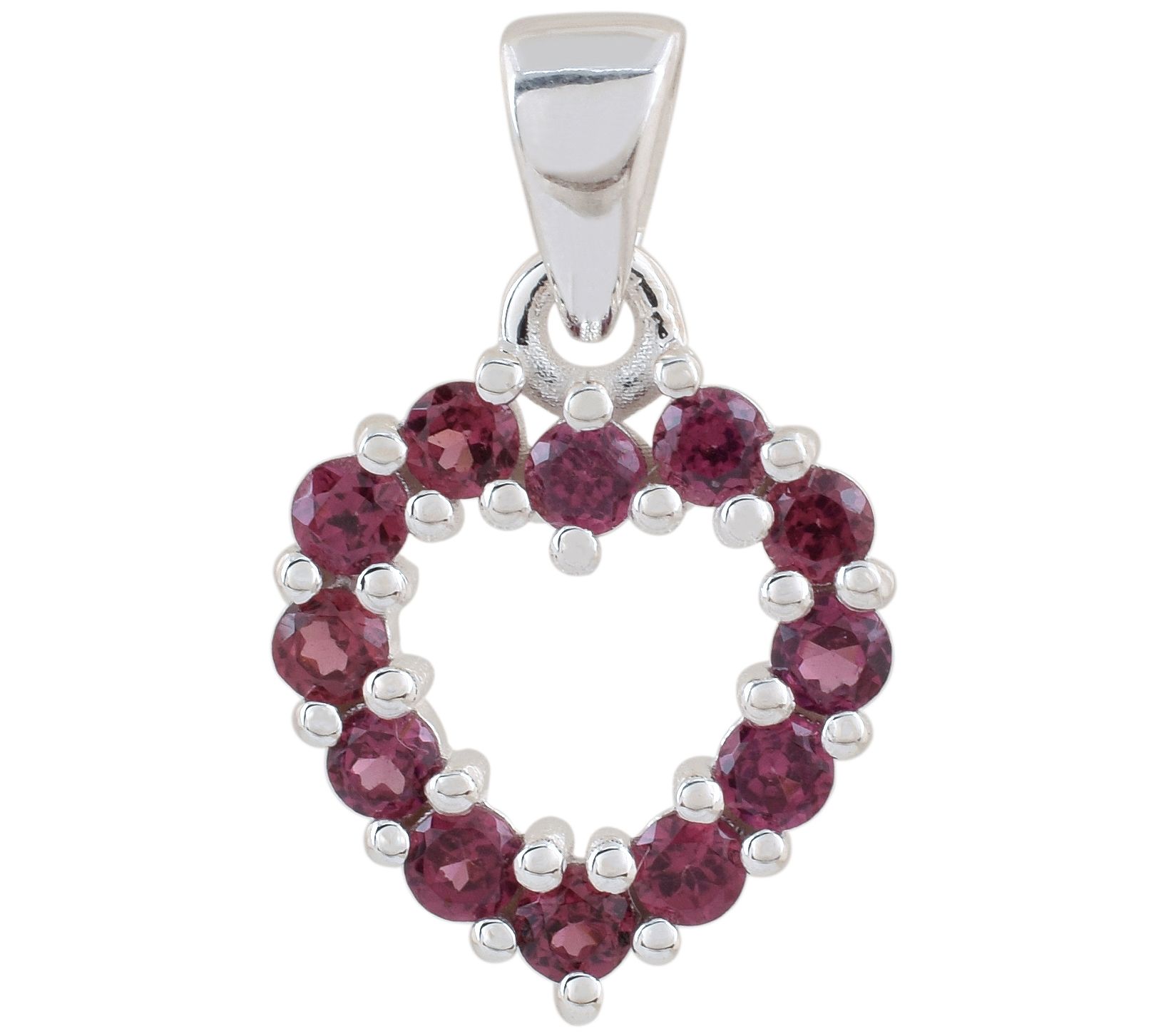 Affinity Gems Rhodolite Heart Pendant, Sterling Silver