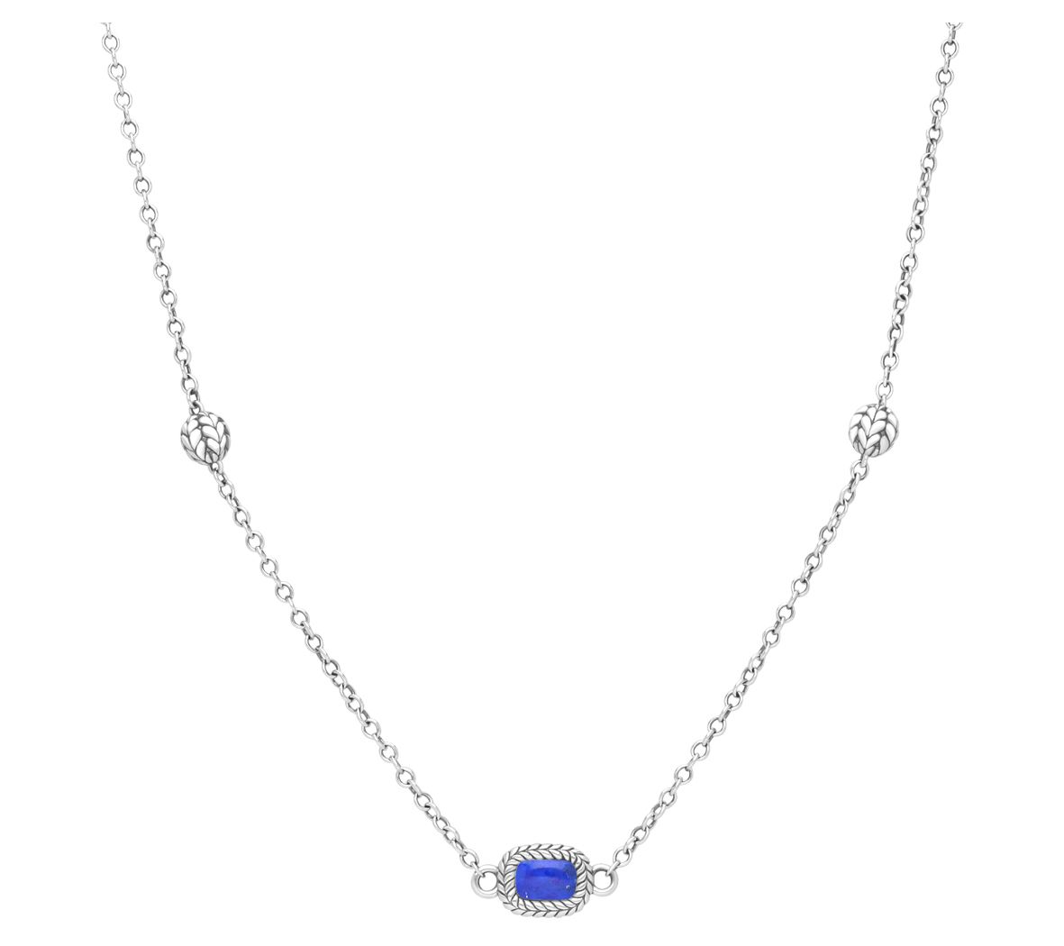 Tiffany Kay Studio Sterling Herringbone Lapis Station Necklace