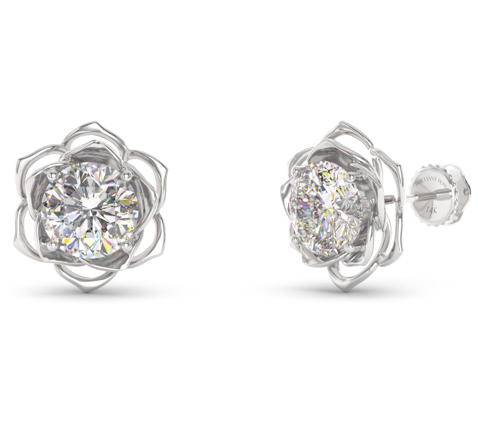 Brilliant Rose 4.00 cttw Lab Grown Diamond Stud Earrings, 14K