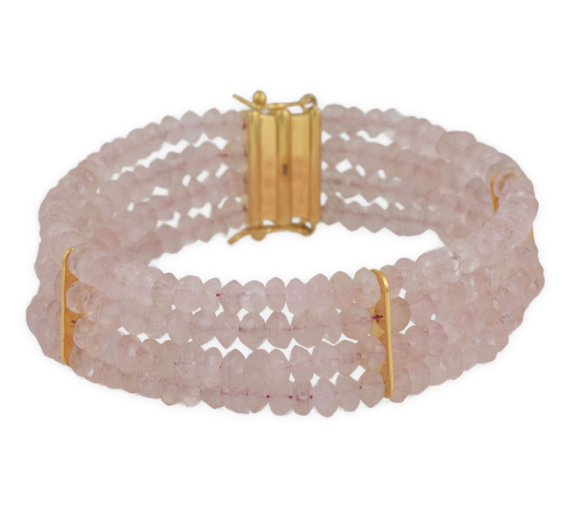 14K Gold Plated Rose Quartz Beaded Bracelet
