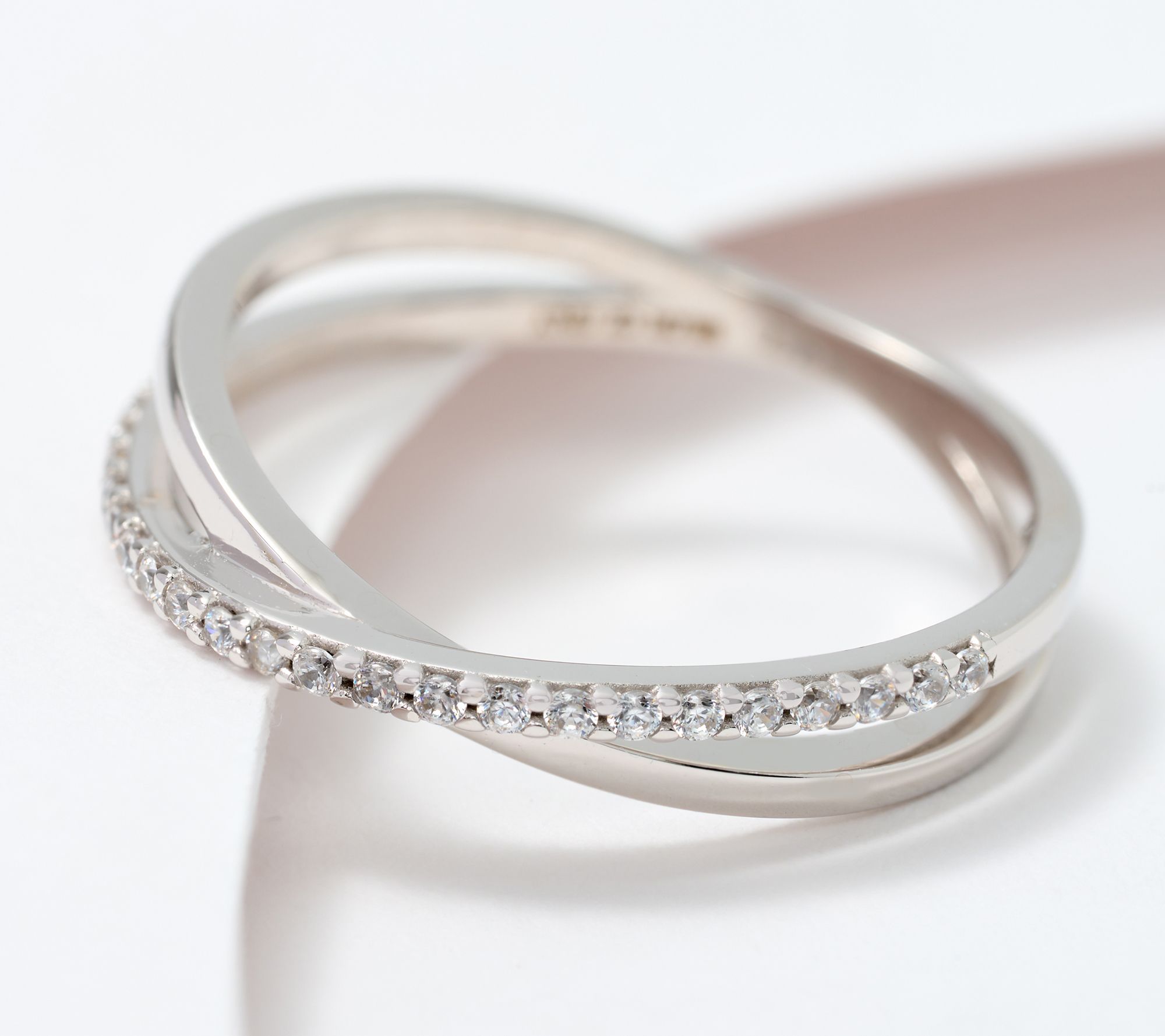 "As Is" Diamonique Italia Crisscross Band Ring, 14K Gold