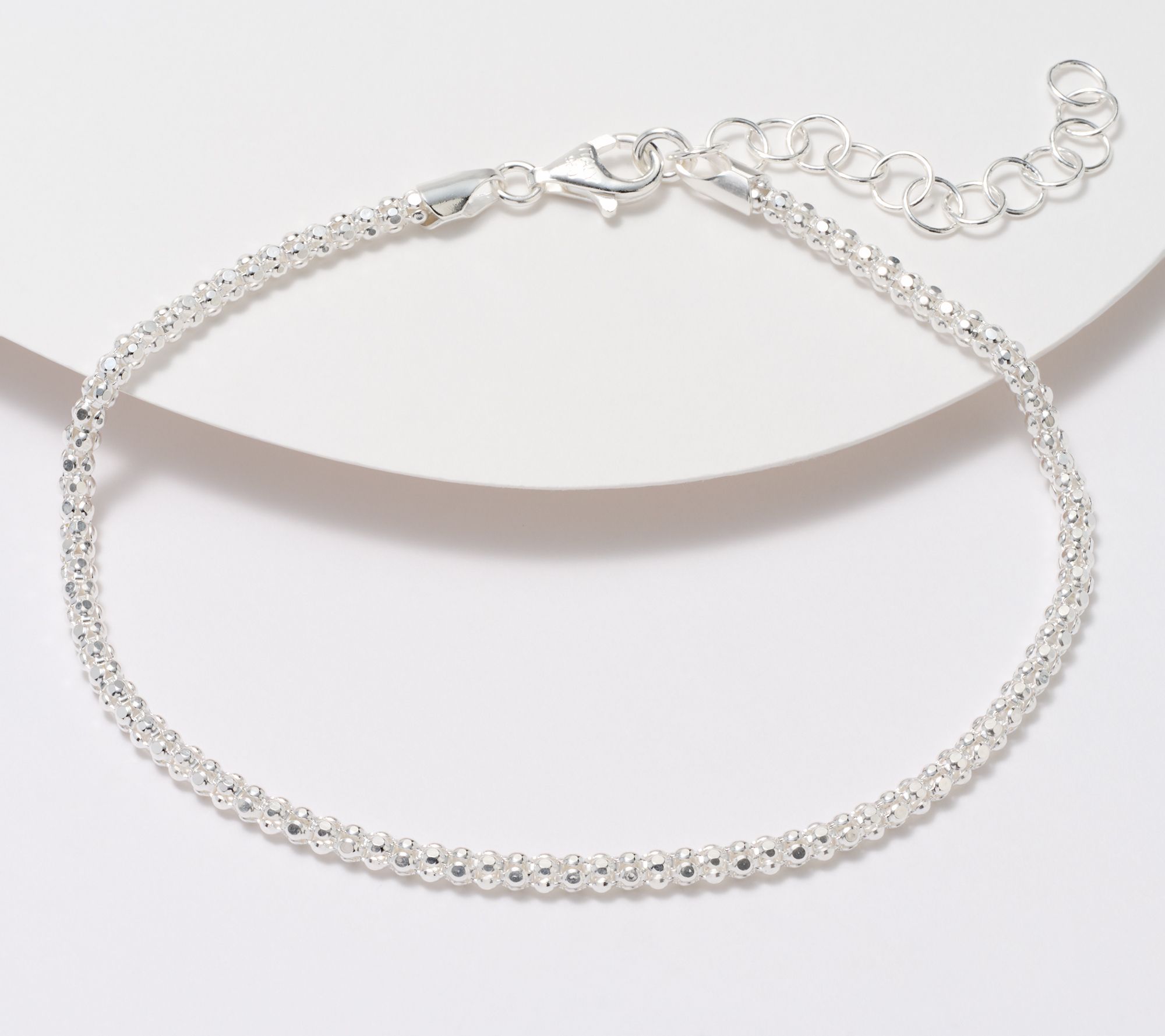 "As Is" UltraFine 950 Silver Popcorn Chain 9"+ 2" Anklet,4.2g