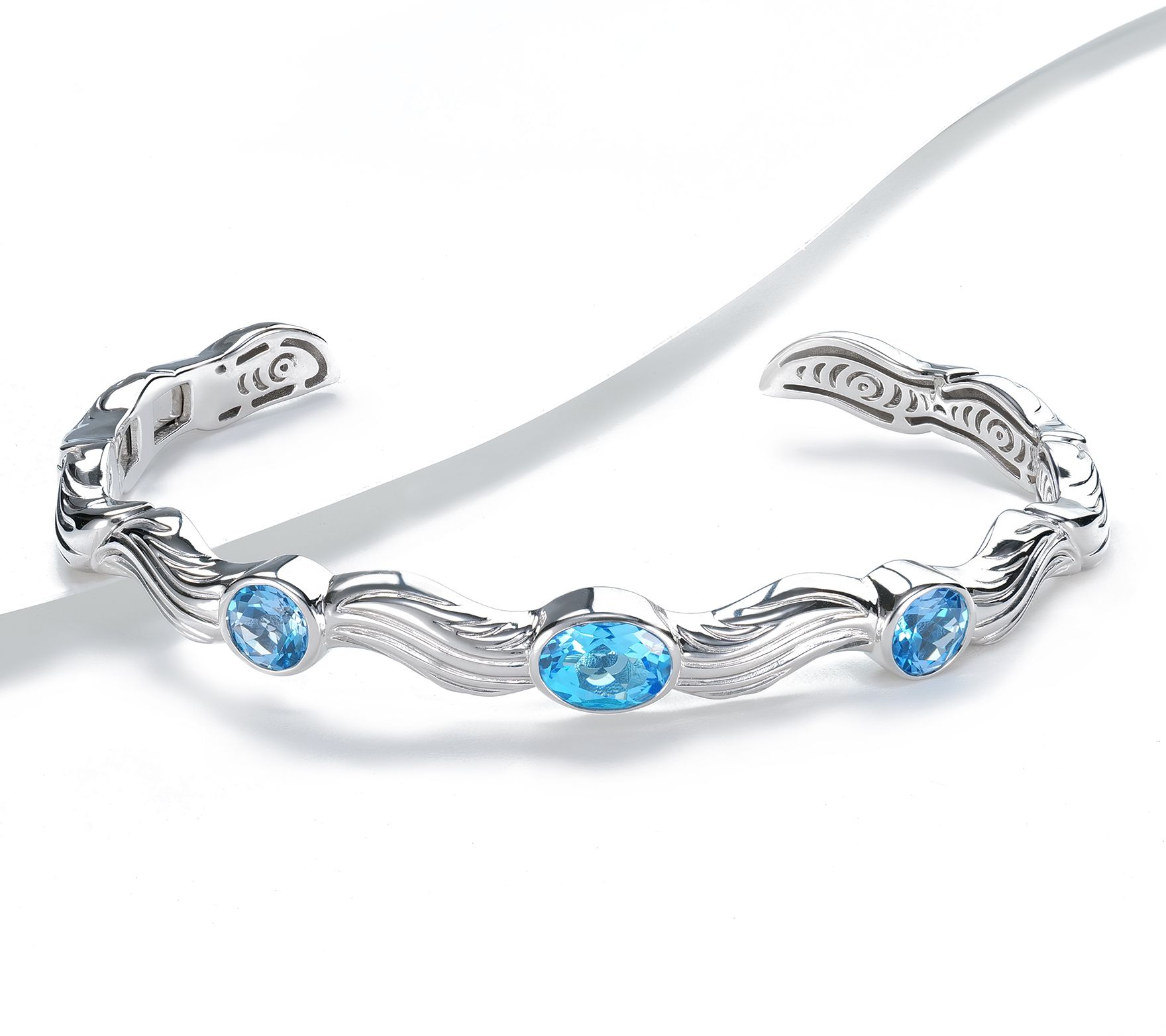 Christian James x Scott Grimes Sterling Gemstone Ripple Cuff