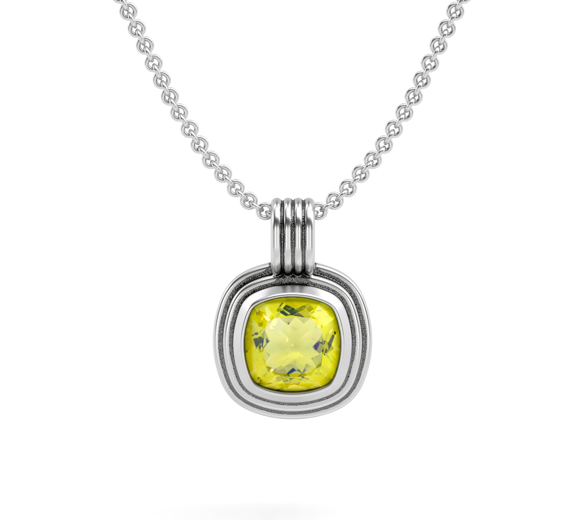 Or Paz Ripple Effect Cushion Gemstone Pendant w/ Chain