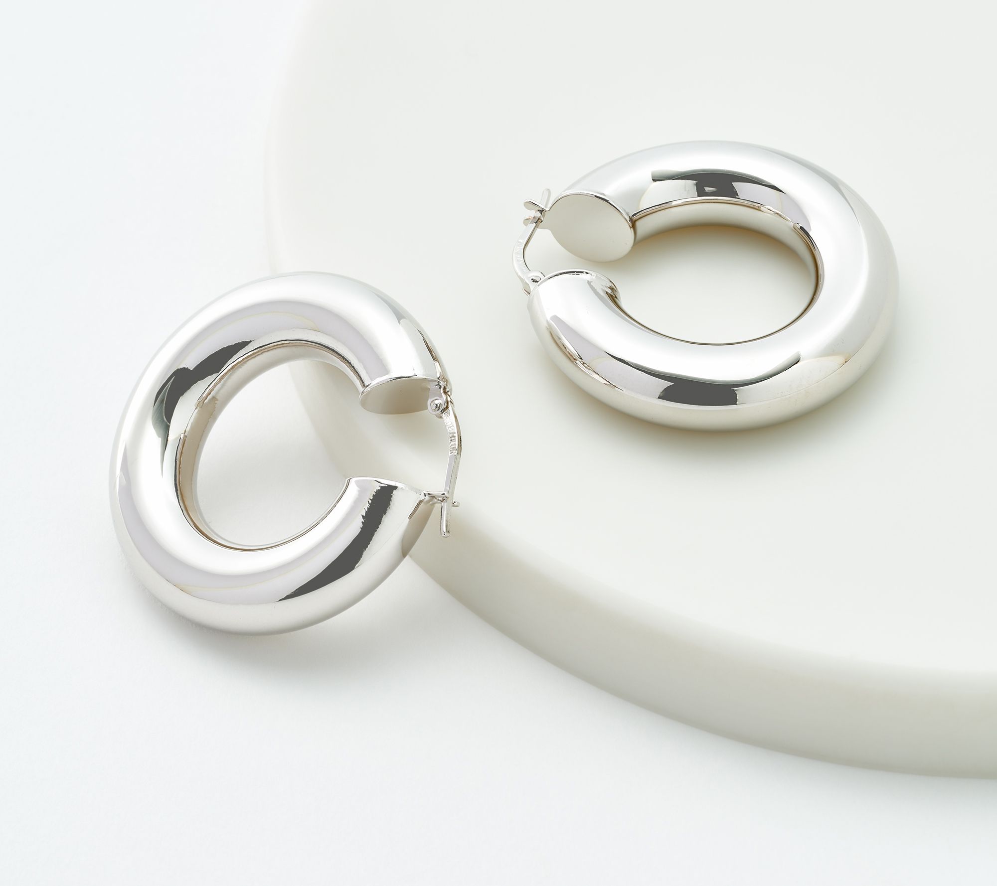 "As Is" David Markstein Bronze 7.5mm Polished 1-1/4" Hoop Earrings
