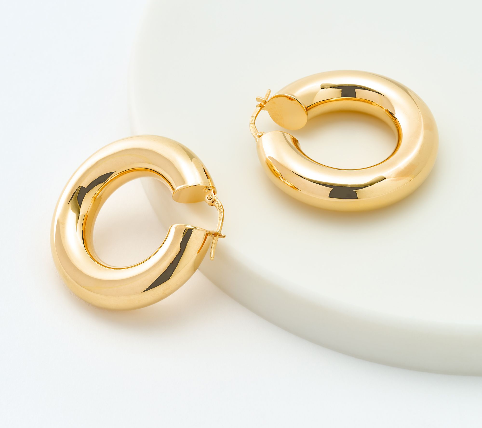 "As Is" David Markstein Bronze 7.5mm Polished 1-1/4" Hoop Earrings