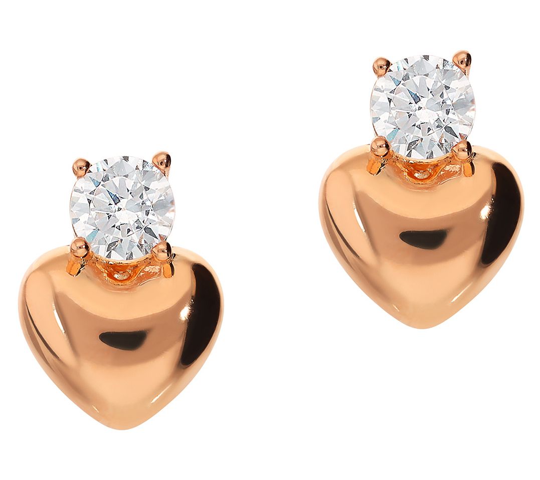 Diamonique 1.00 cttw Heart Stud Earrings, Sterling Silver