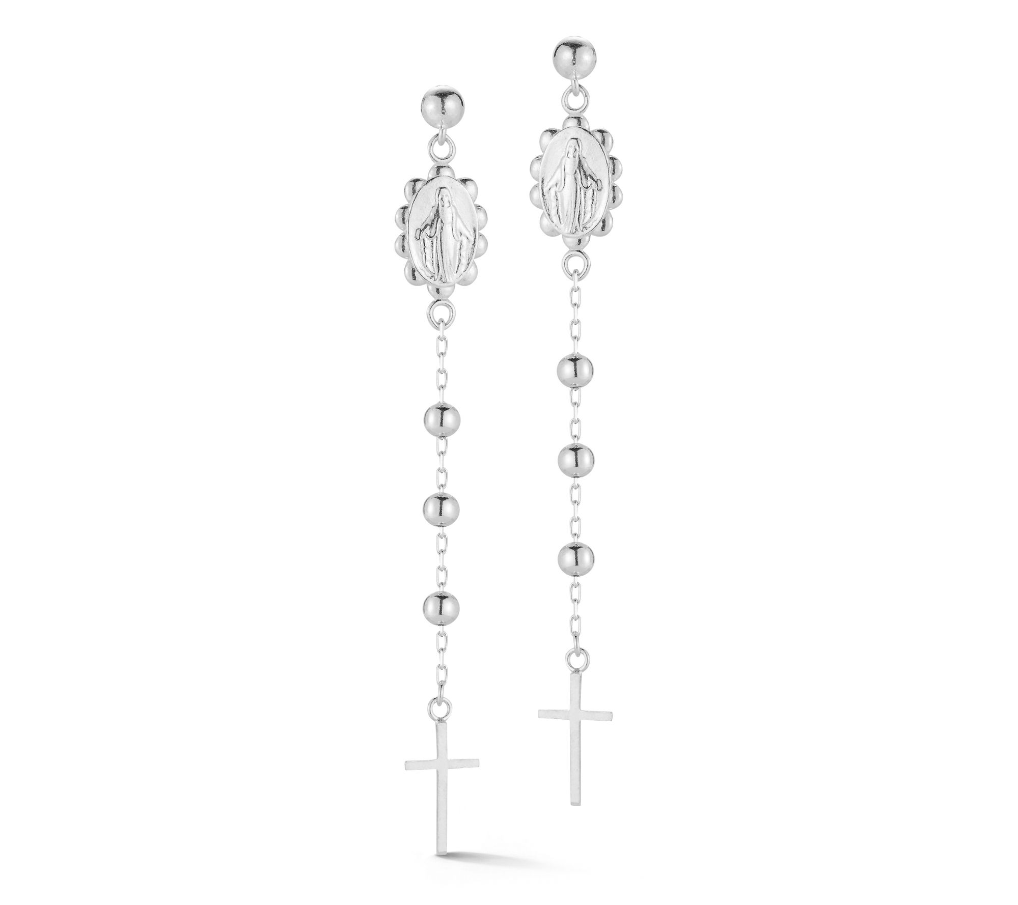 Sterlina Silver Rosary Drop Earrings, Sterling