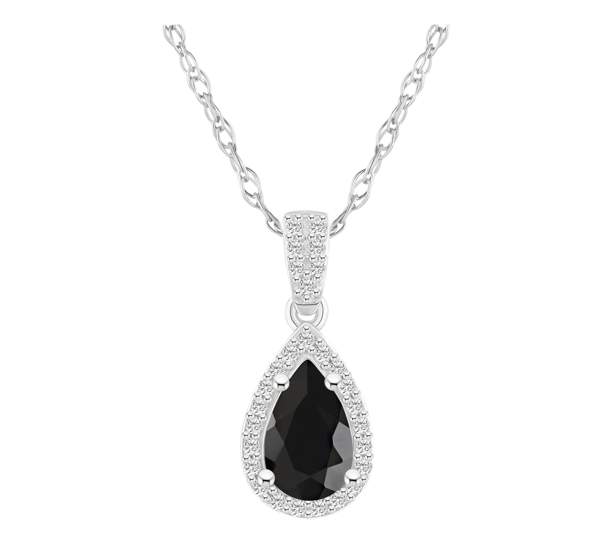 Affinity Gems Pear Cut Gemstone Halo Pendant w/Chain, 10K