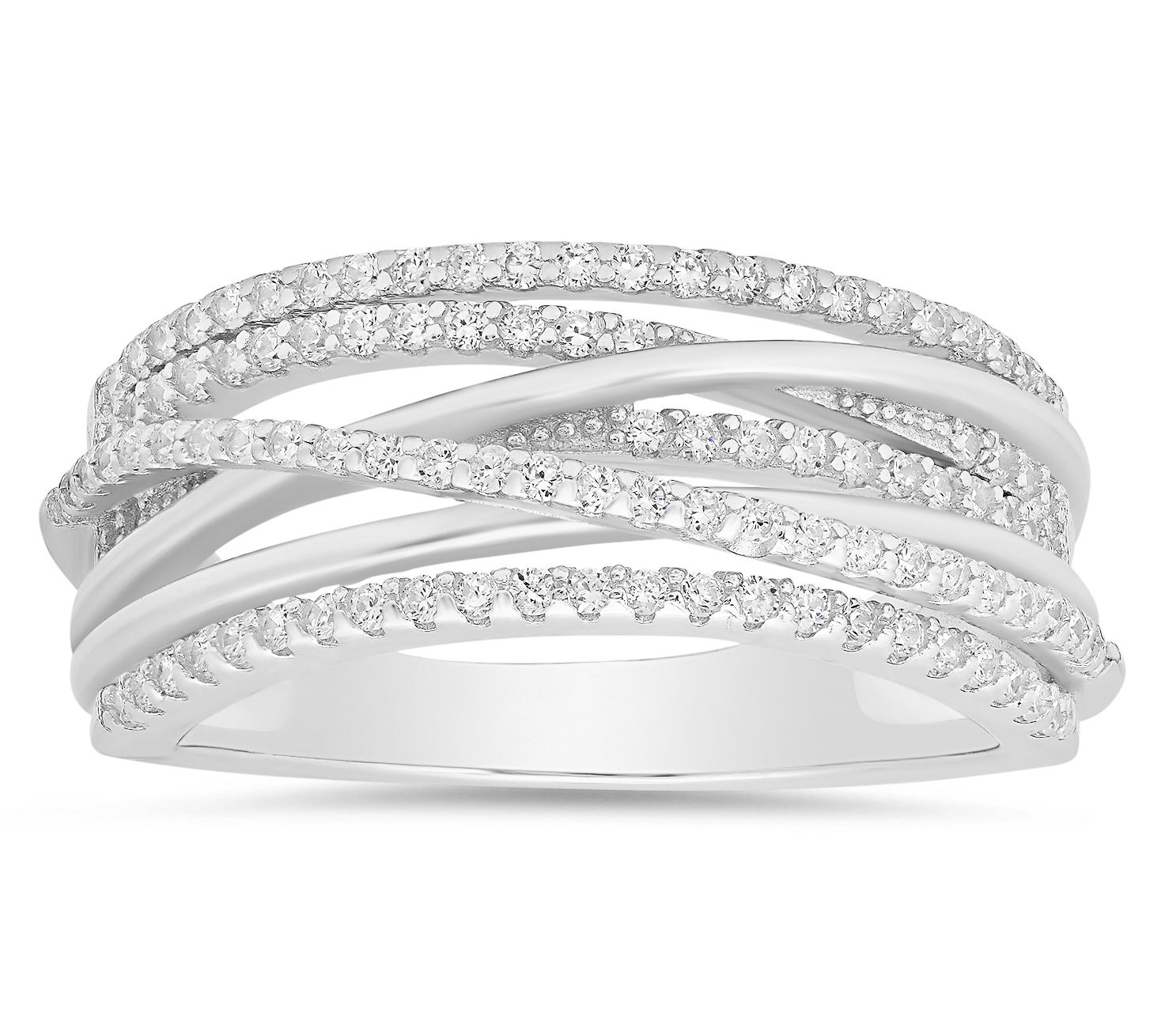 Diamonique Crossover Statement Ring, Sterling Silver