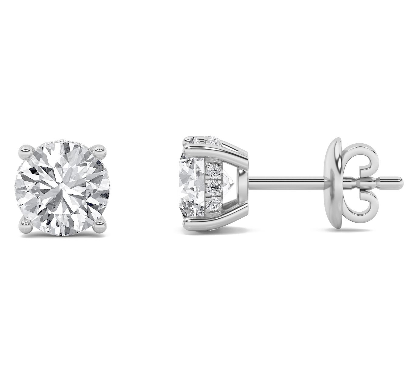 Fire Light 1.00 cttw Lab Grown Diamond Round Ea rrings, 14K