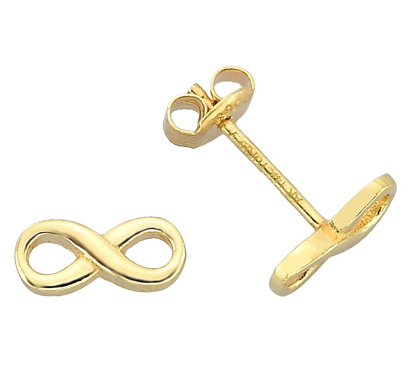 Adorna 14K Gold Infinity Symbol Polished Stud Earrings