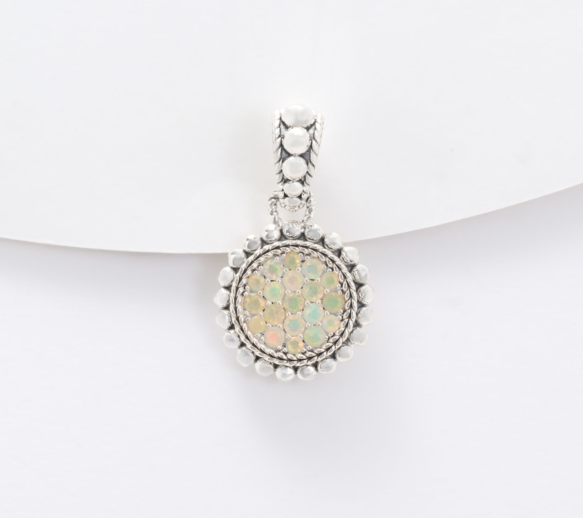 JAI Sterling Silver Exotic Gemstone Pave Enhancer
