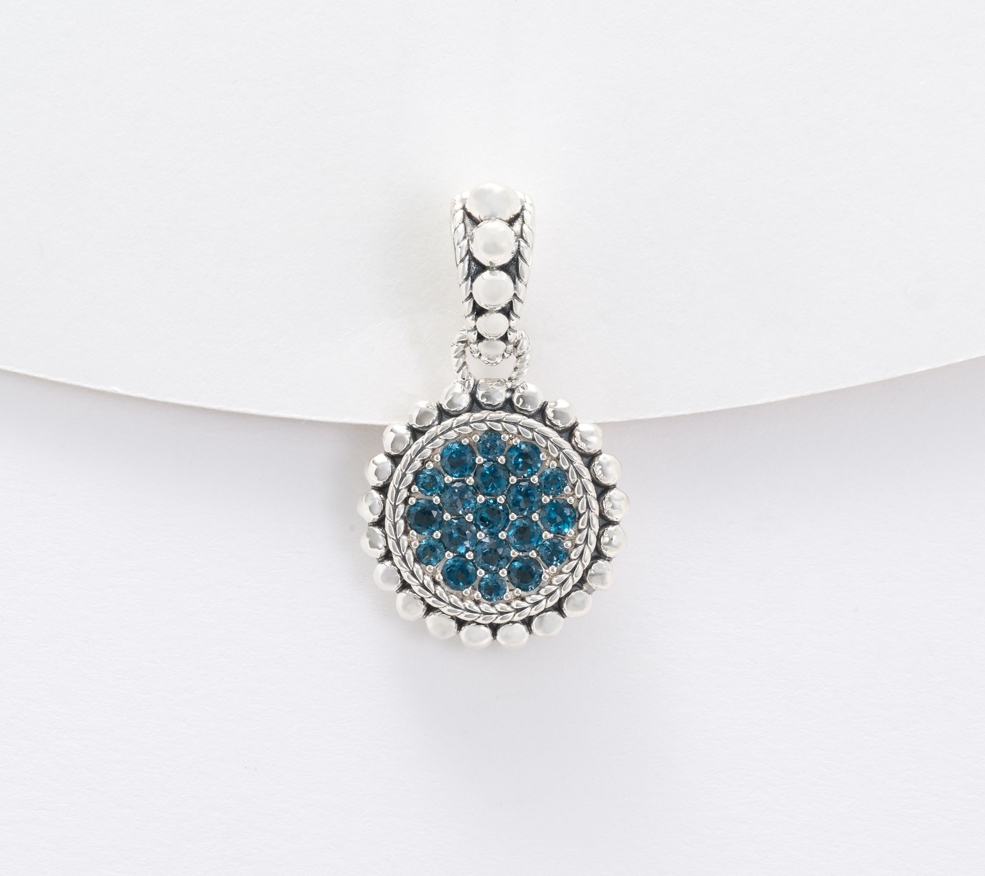 JAI Sterling Silver Exotic Gemstone Pave Enhancer