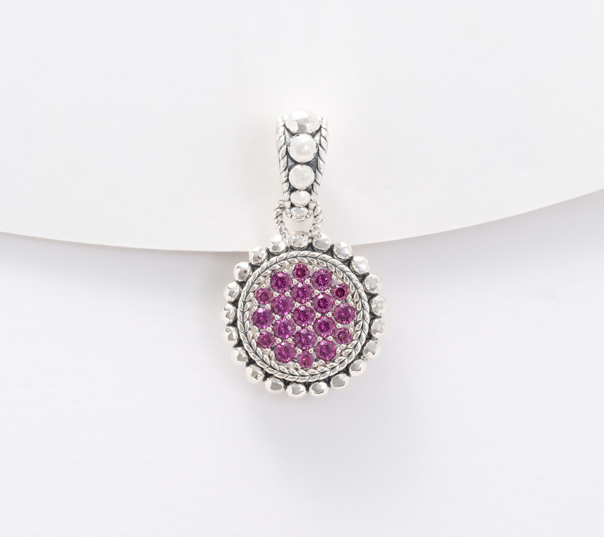 JAI Sterling Silver Exotic Gemstone Pave Enhancer