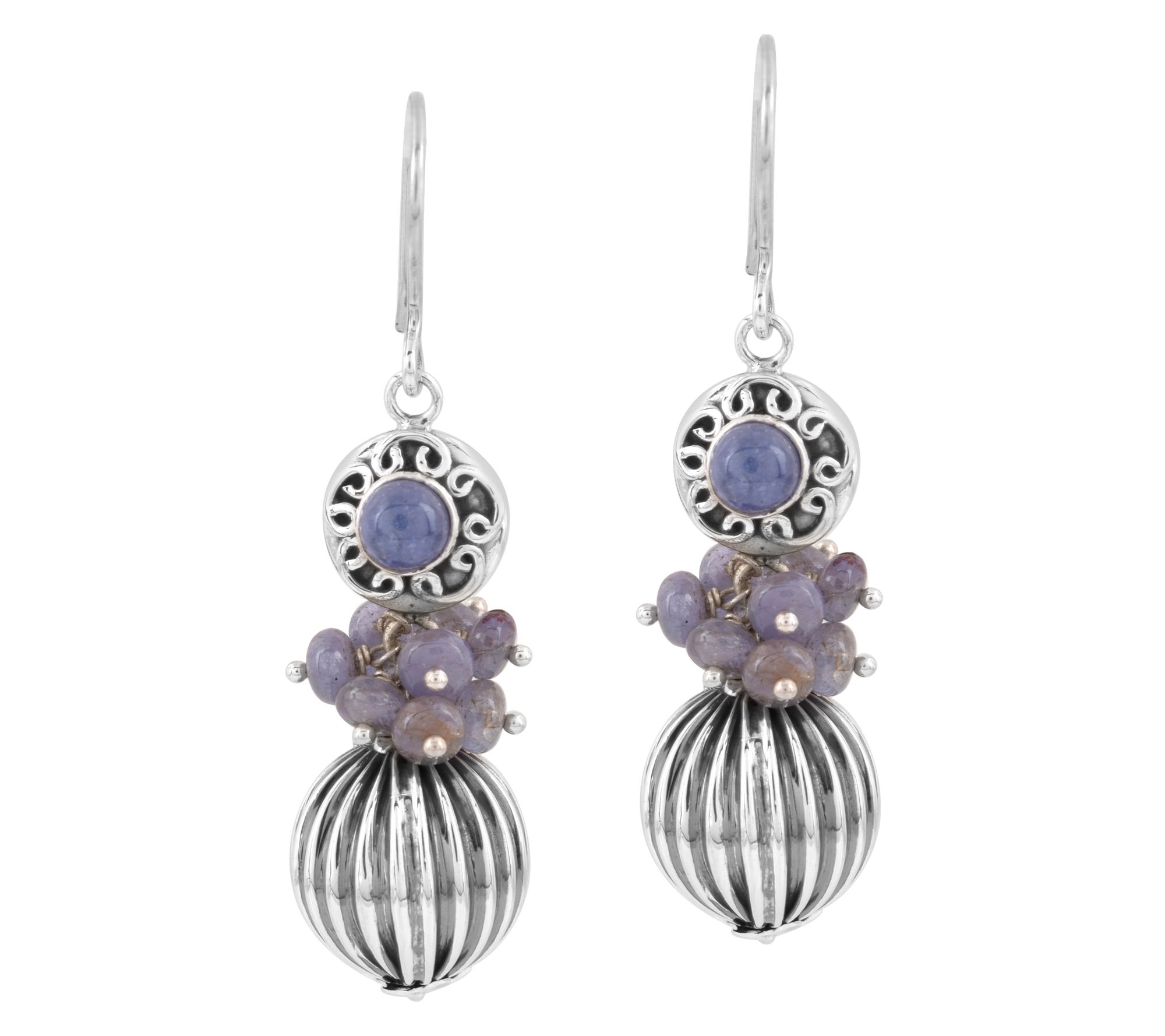 Artisan Crafted Sterling Silver Tanzanite Dangle Earrings