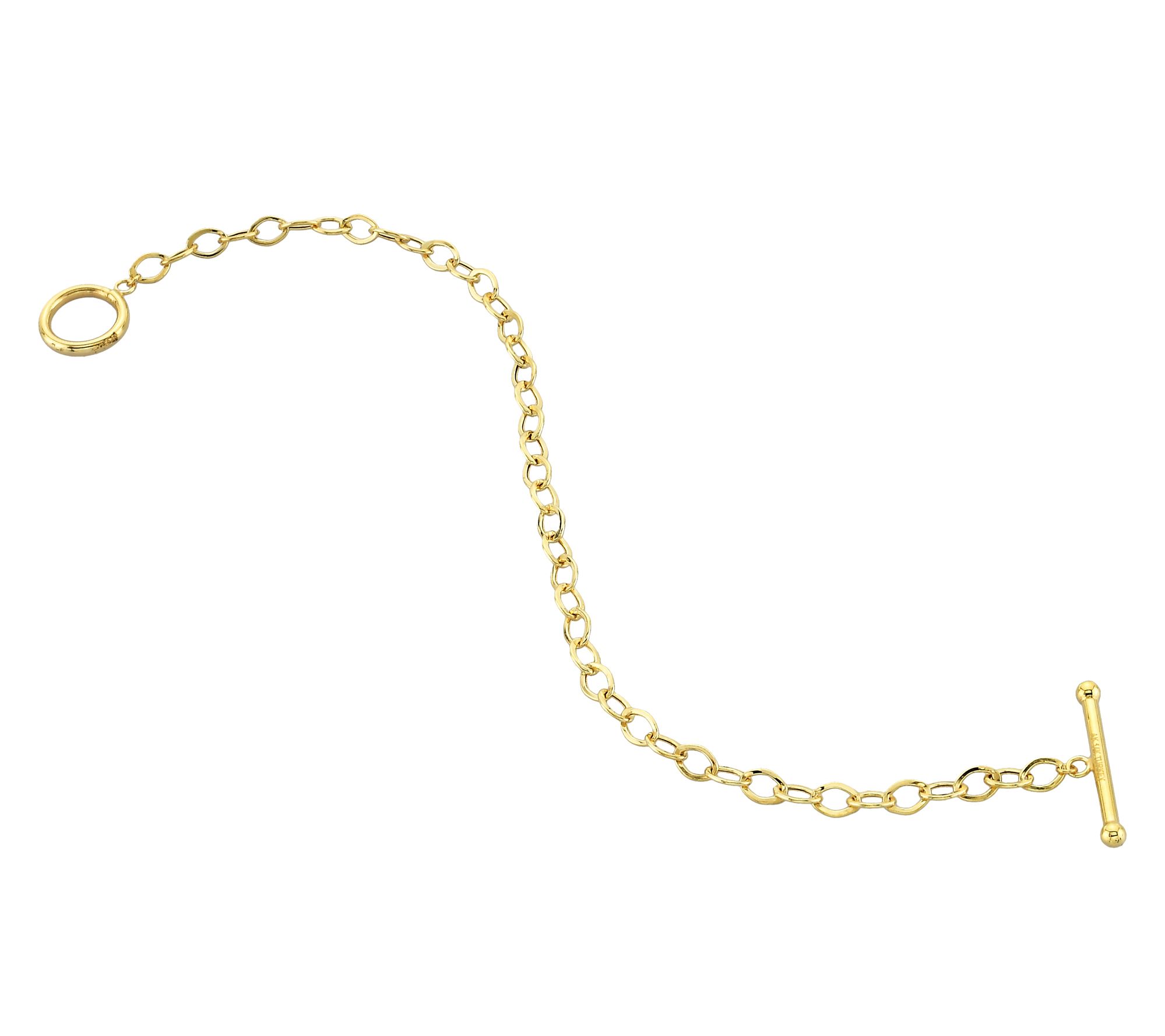 Adorna 14K Gold 4mm Oval Link Toggle Bracelet