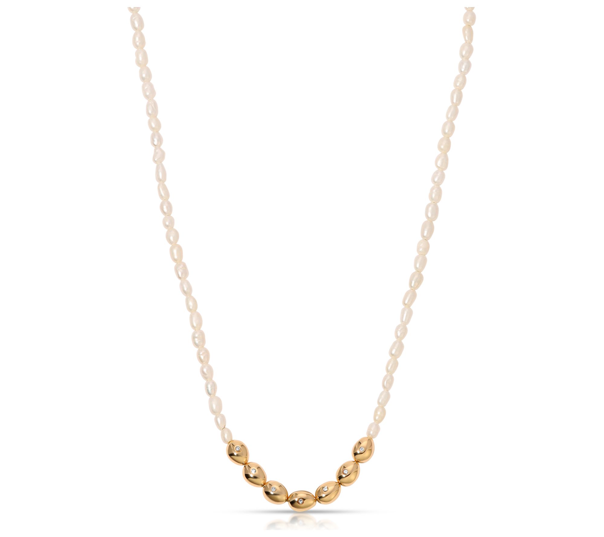 Ettika Cultured Pearl Polished Pebble Necklace