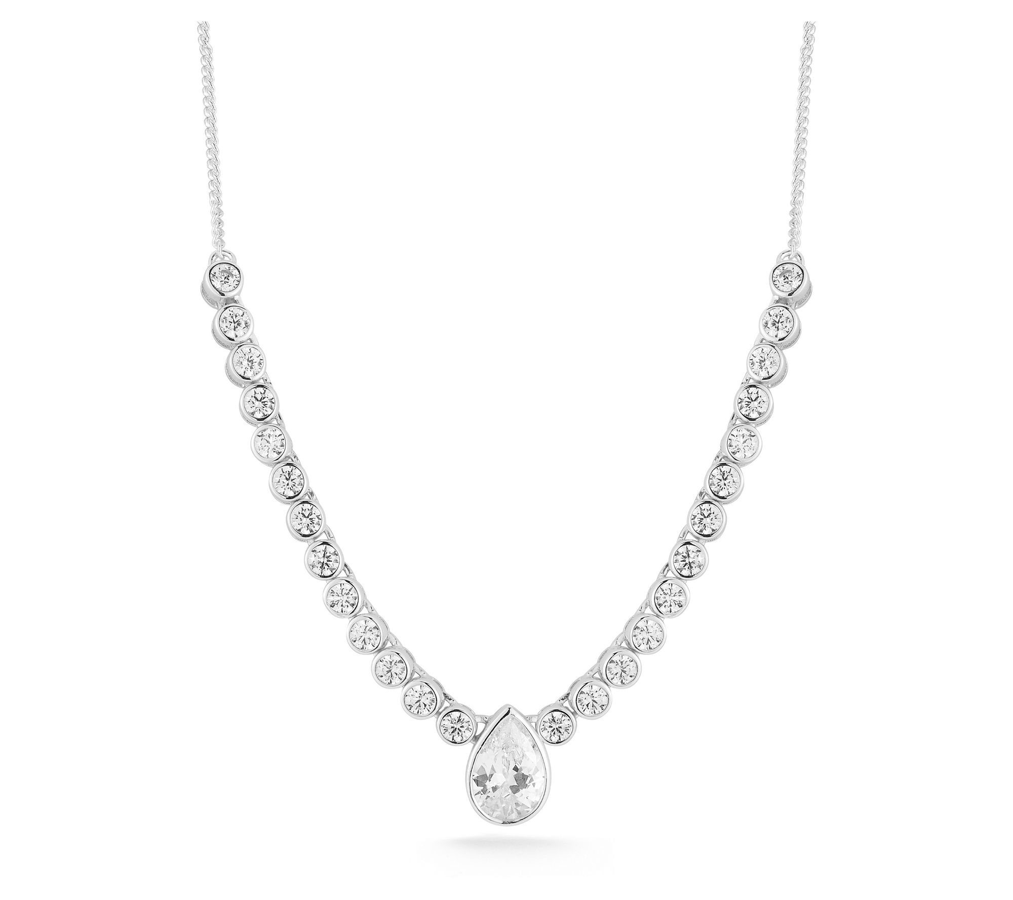 Rachel Zoe Pear Cut Tennis Necklace, Sterling Silver