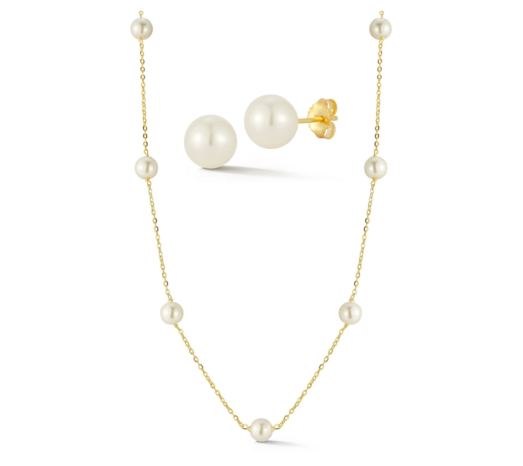 Sterlina Silver Cultured Pearl Choker & Stud Set, Sterling