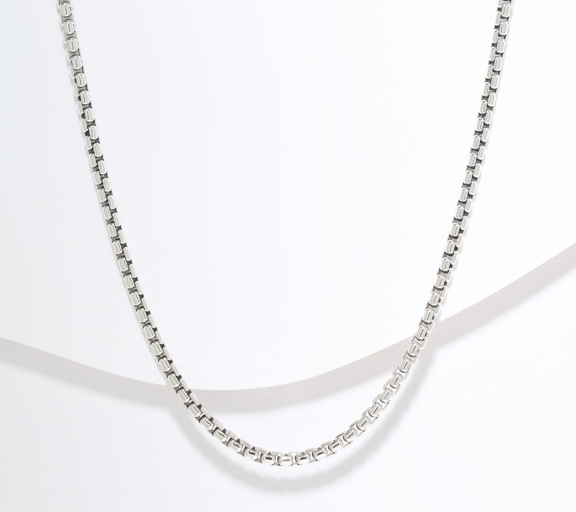 JAI Sterling Silver 3.7mm 16" Box Chain Necklace, 22.0g