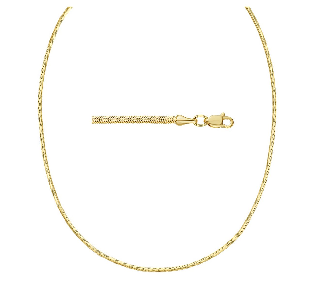 Unisex Snake Chain 18" Necklace, 14K Gold