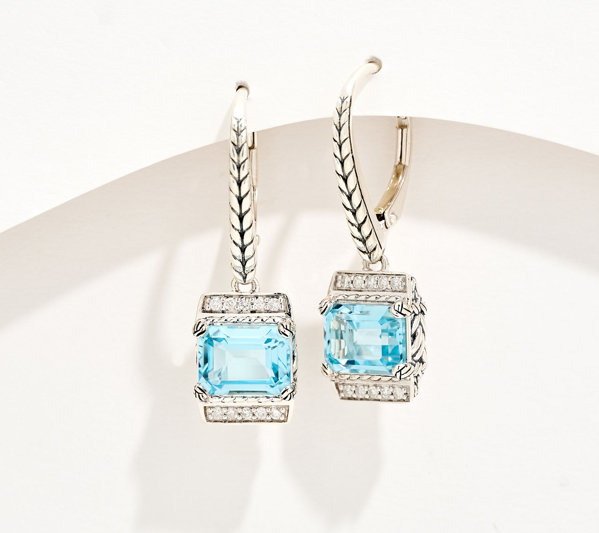  JAI Sterling Silver Legacy Woven Gem & Diamond Earrings