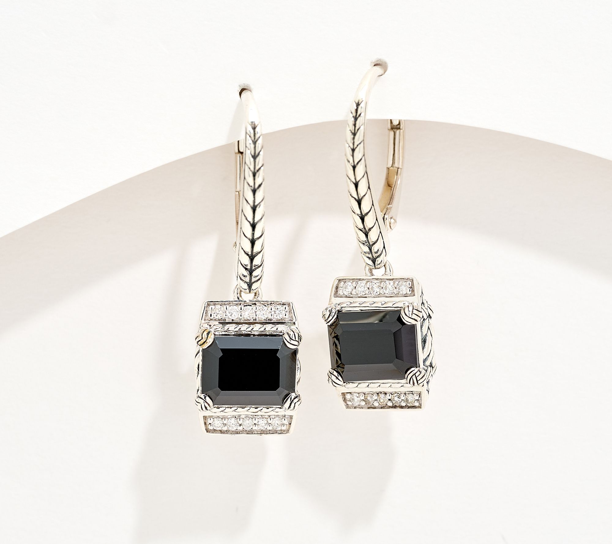 JAI Sterling Silver Legacy Woven Gem & Diamond Earrings