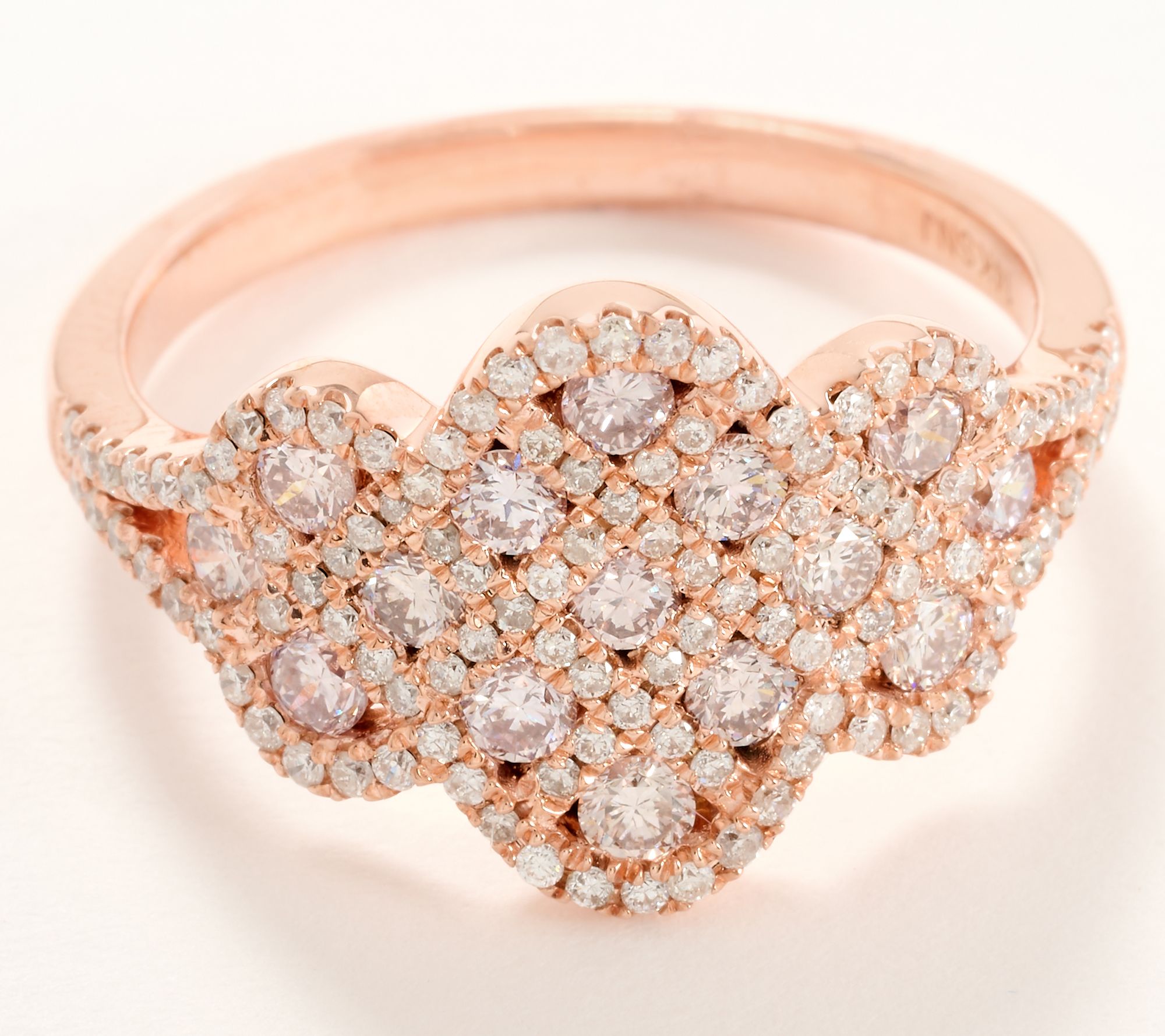 Affinity Diamonds Scalloped Trim Holiday Ring, 14K Rose Gold