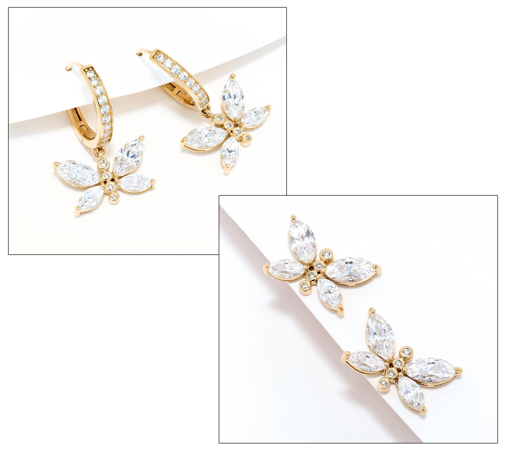 Diamonique x Lulu Frost Butterfly Stud or Hoop Earrings, Sterl