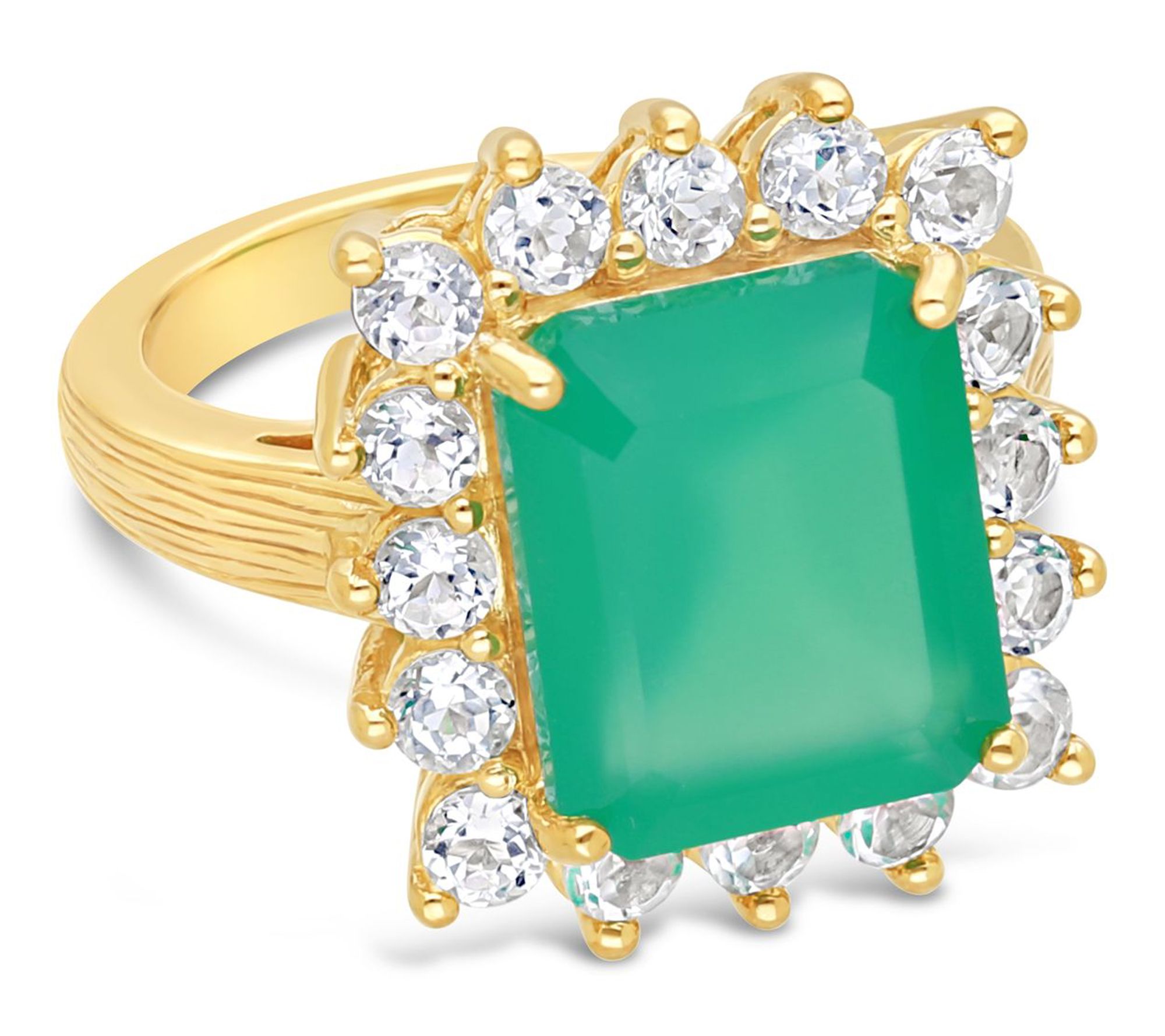 Ariva 18K Gold Clad Green Chalcedony & Topaz Vivien Ring