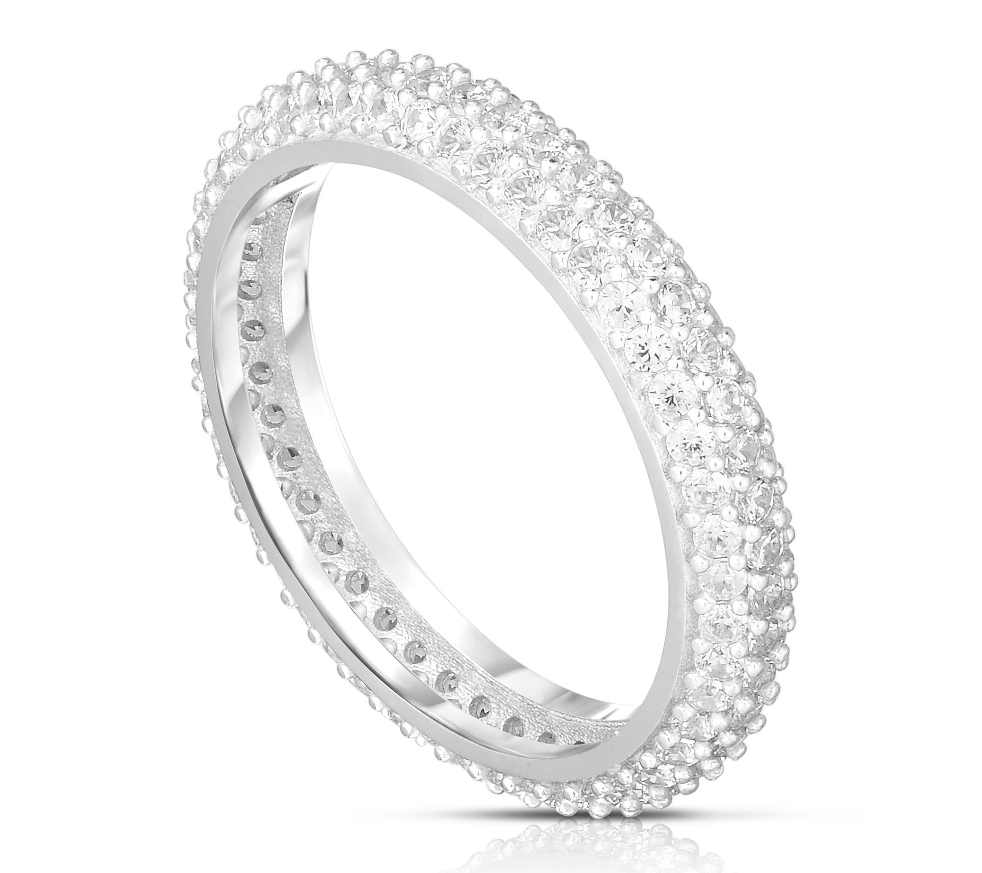 Sterlina Silver Thin Pave Band Ring, Sterling