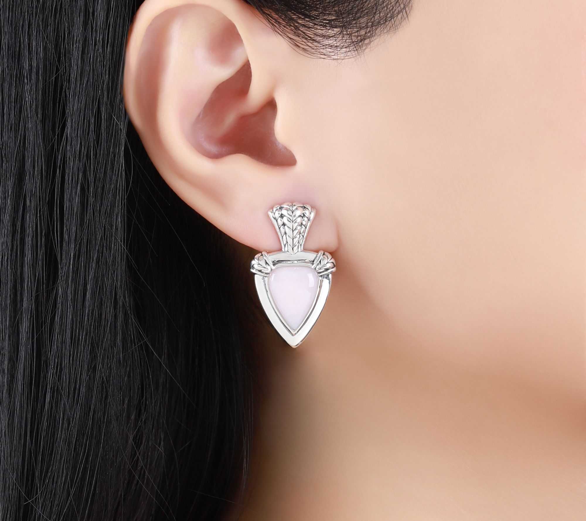 Tiffany Kay Studio Sterling Pink Opal Doorknocker Earrings - QVC.com