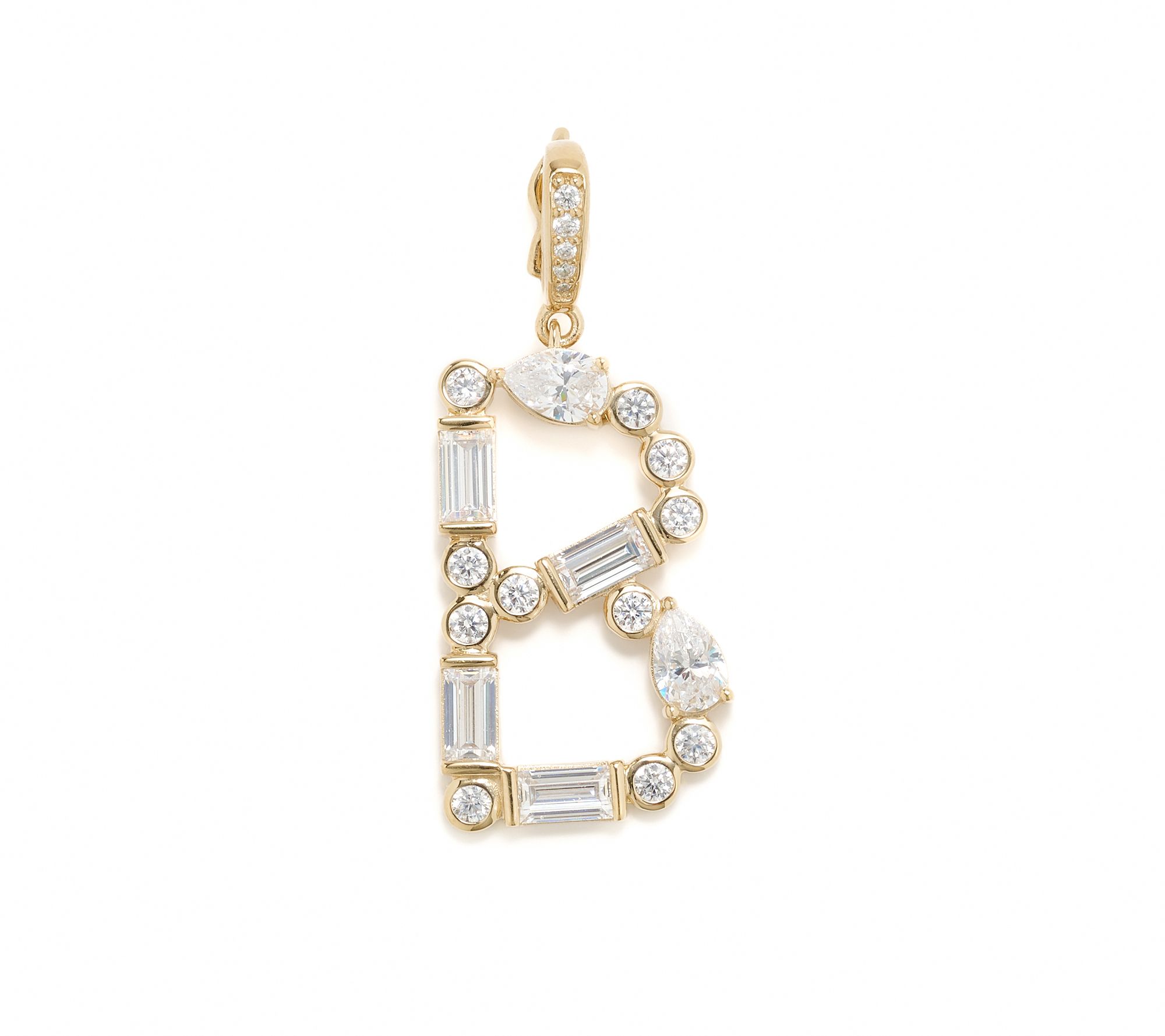 Diamonique x Lulu Frost Initial Charm Enhancer, 14k Plated