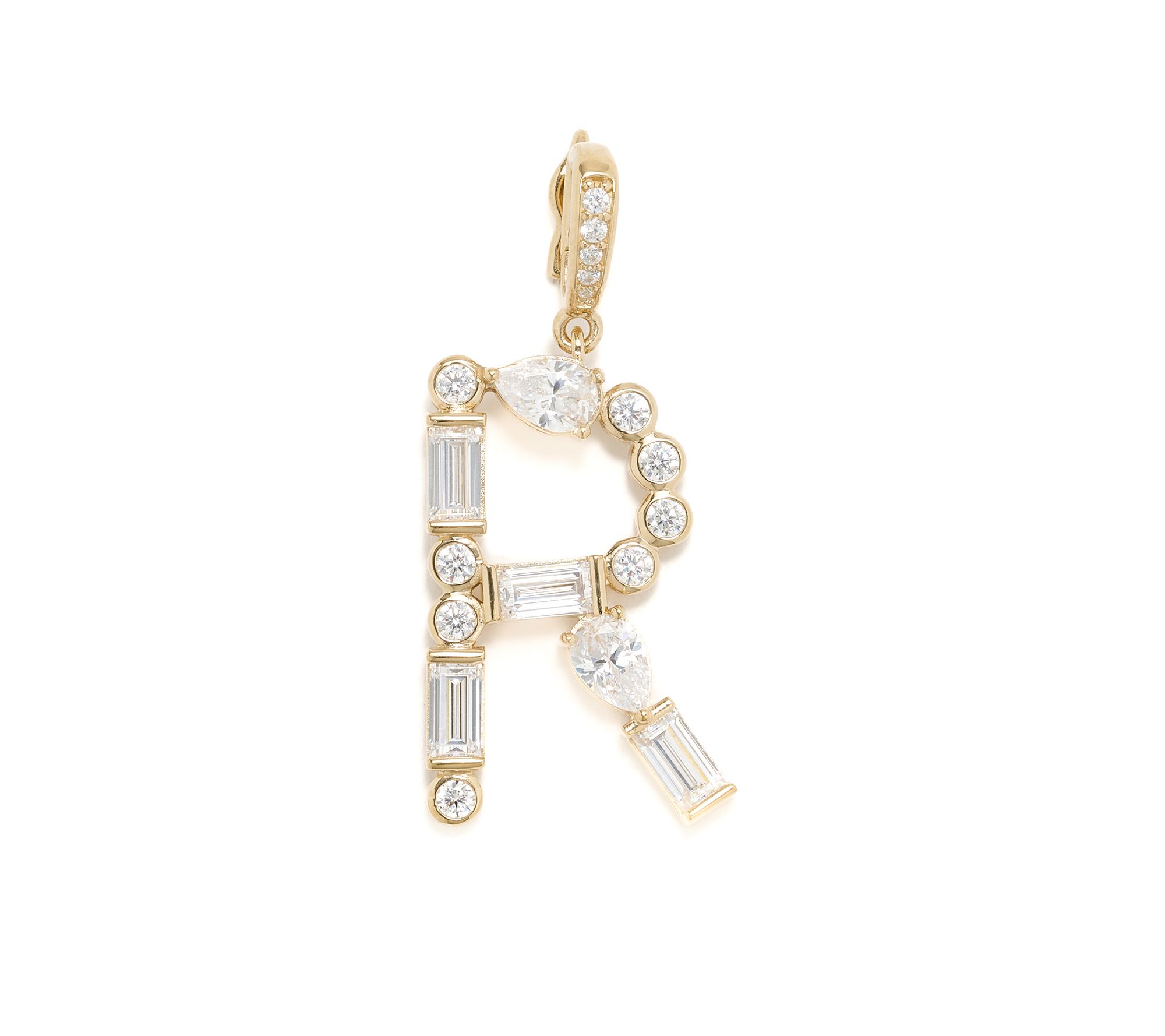 Diamonique x Lulu Frost Initial Charm Enhancer, 14k Plated