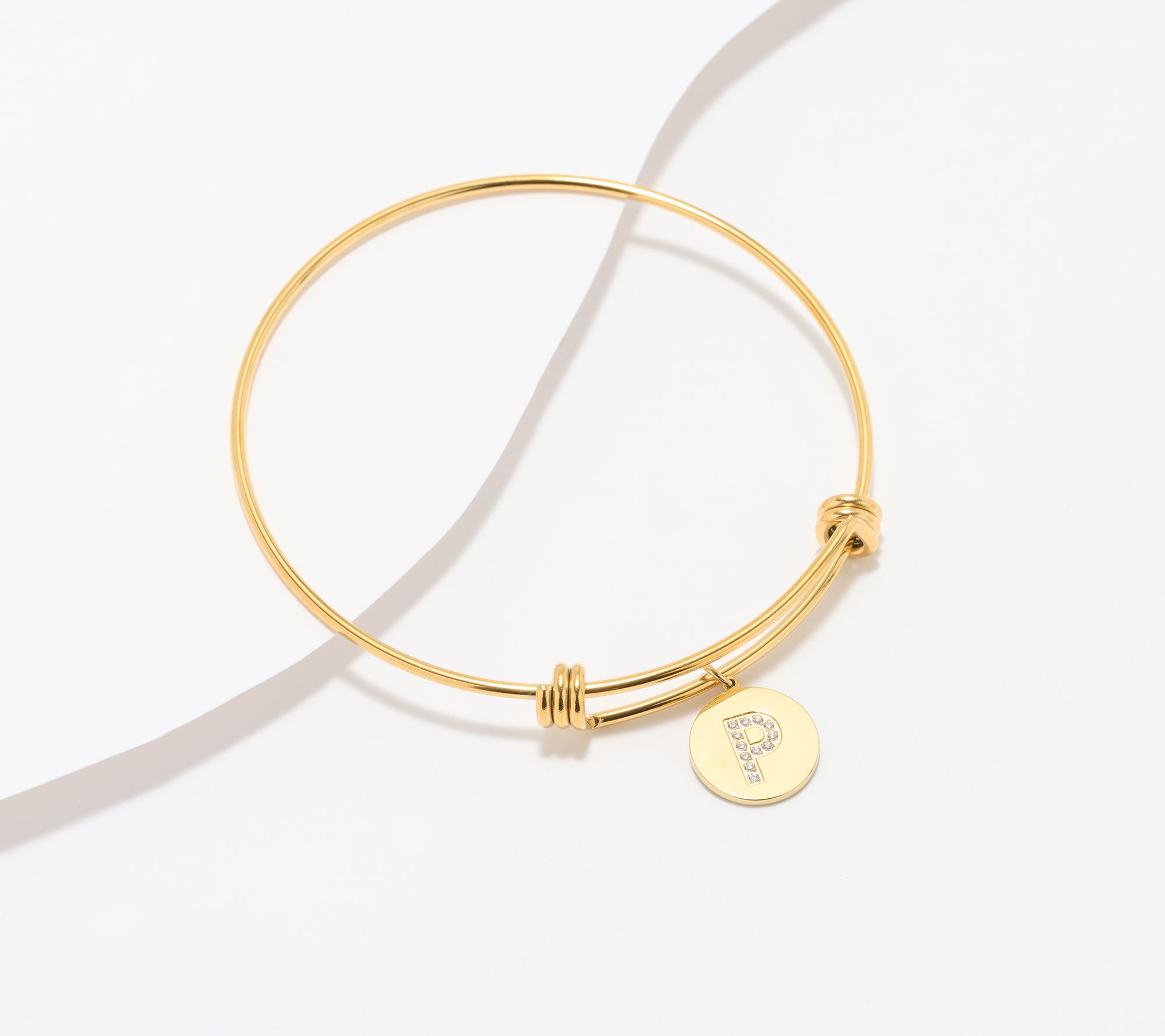 "As Is" Steel by Diamonique Initial Bracelet, Goldtone