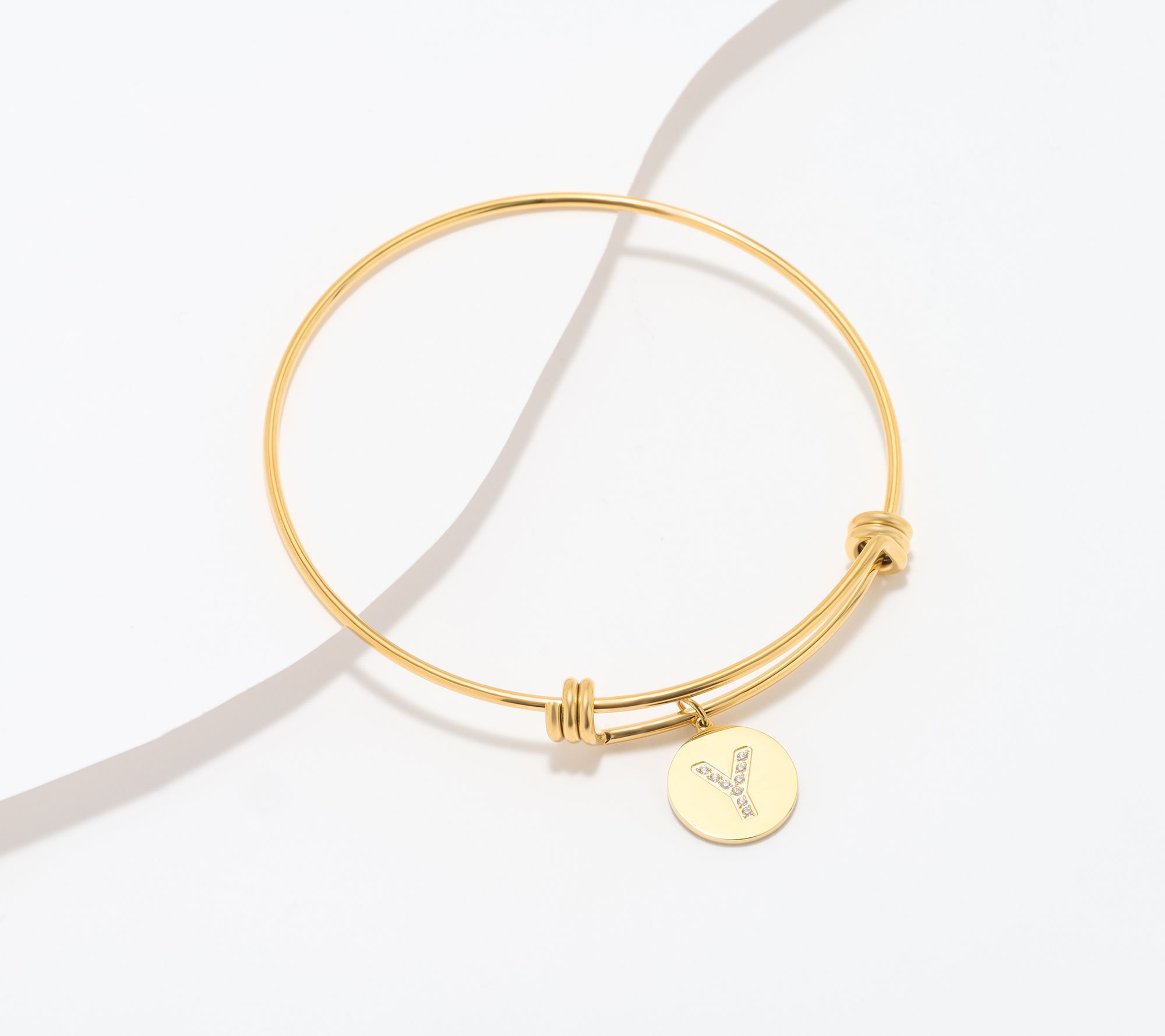 "As Is" Steel by Diamonique Initial Bracelet, Goldtone