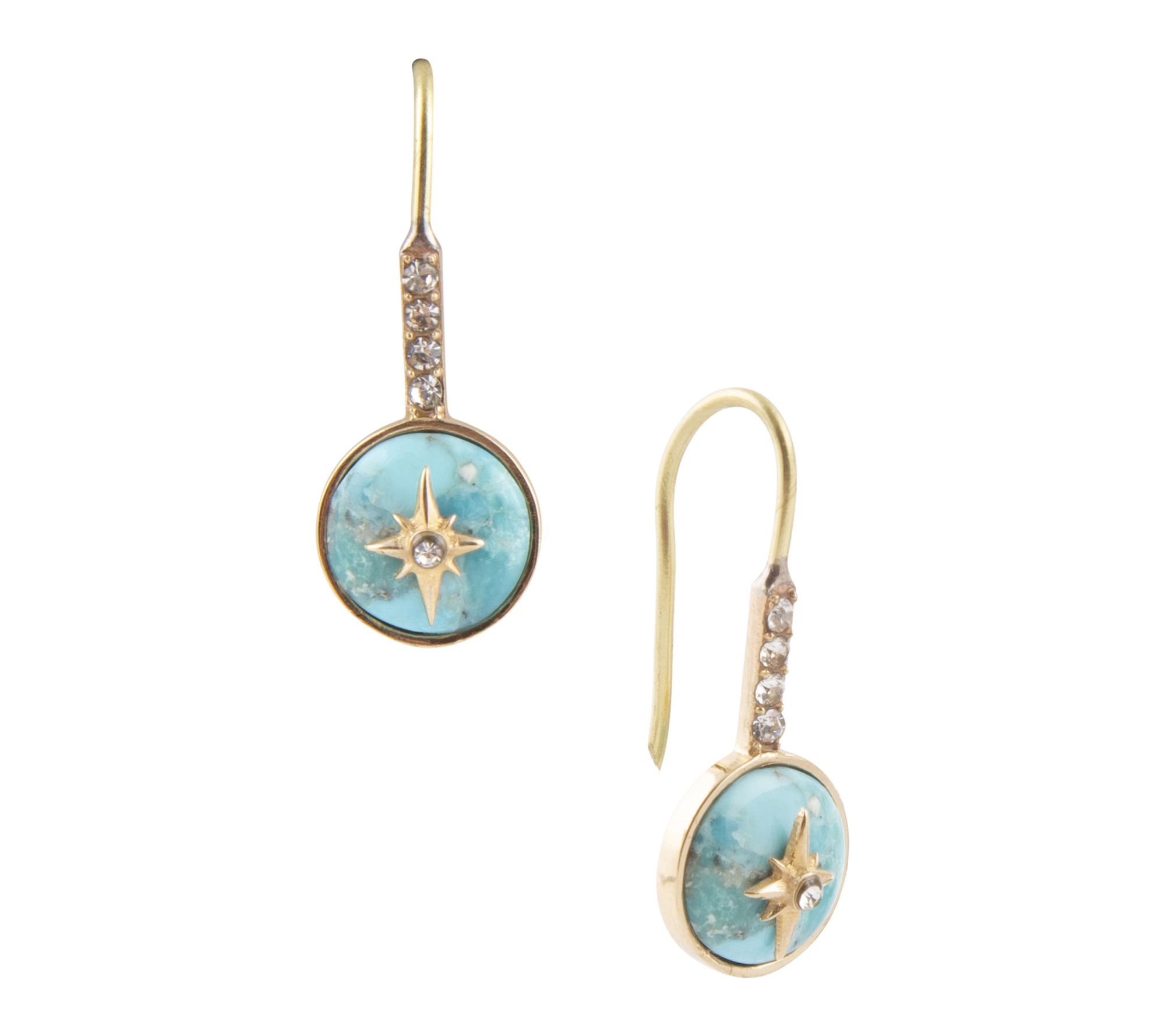 Barse Artisan Crafted Celestial Turquoise Golden Drop Earrings
