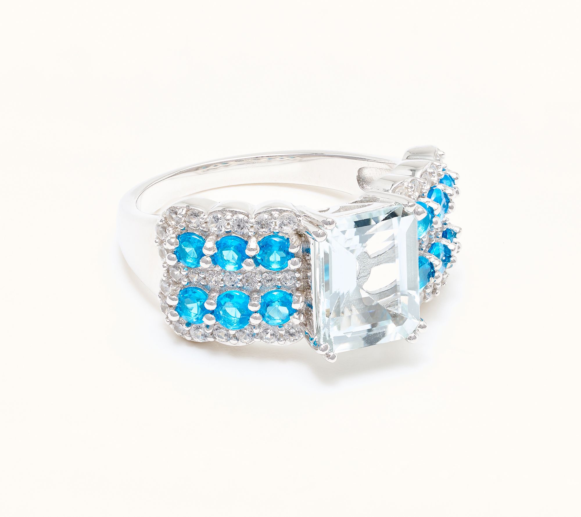 Affinity Gems Emerald Cut Center Stone Ring, Sterling