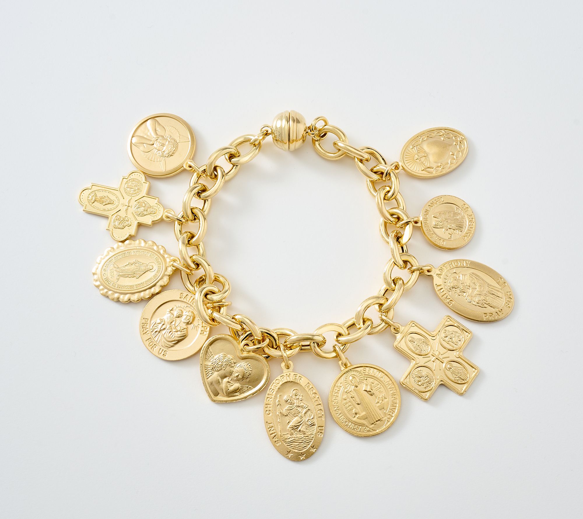 David Markstein Bronze Ponte Vecchio Multi Religious Charm Bracelet