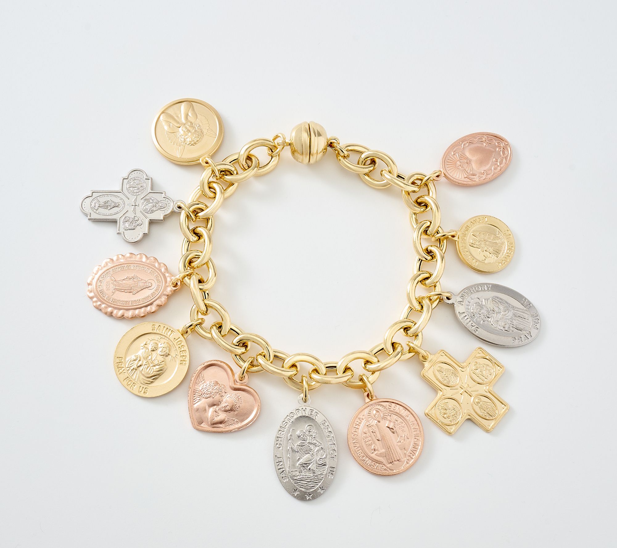 David Markstein Bronze Ponte Vecchio Multi Religious Charm Bracelet