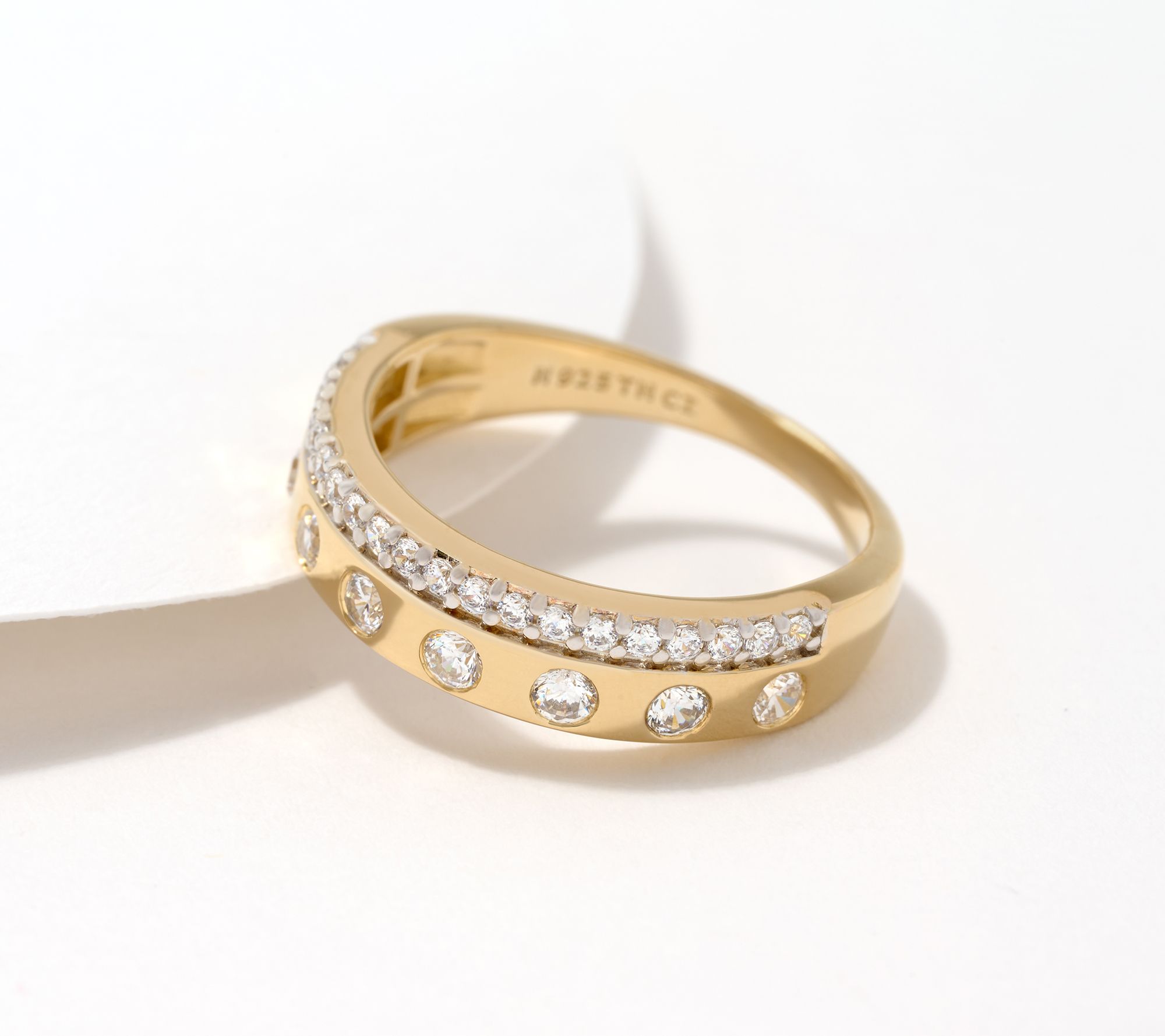 "As Is" Diamonique Station Band Ring, Sterling Silver