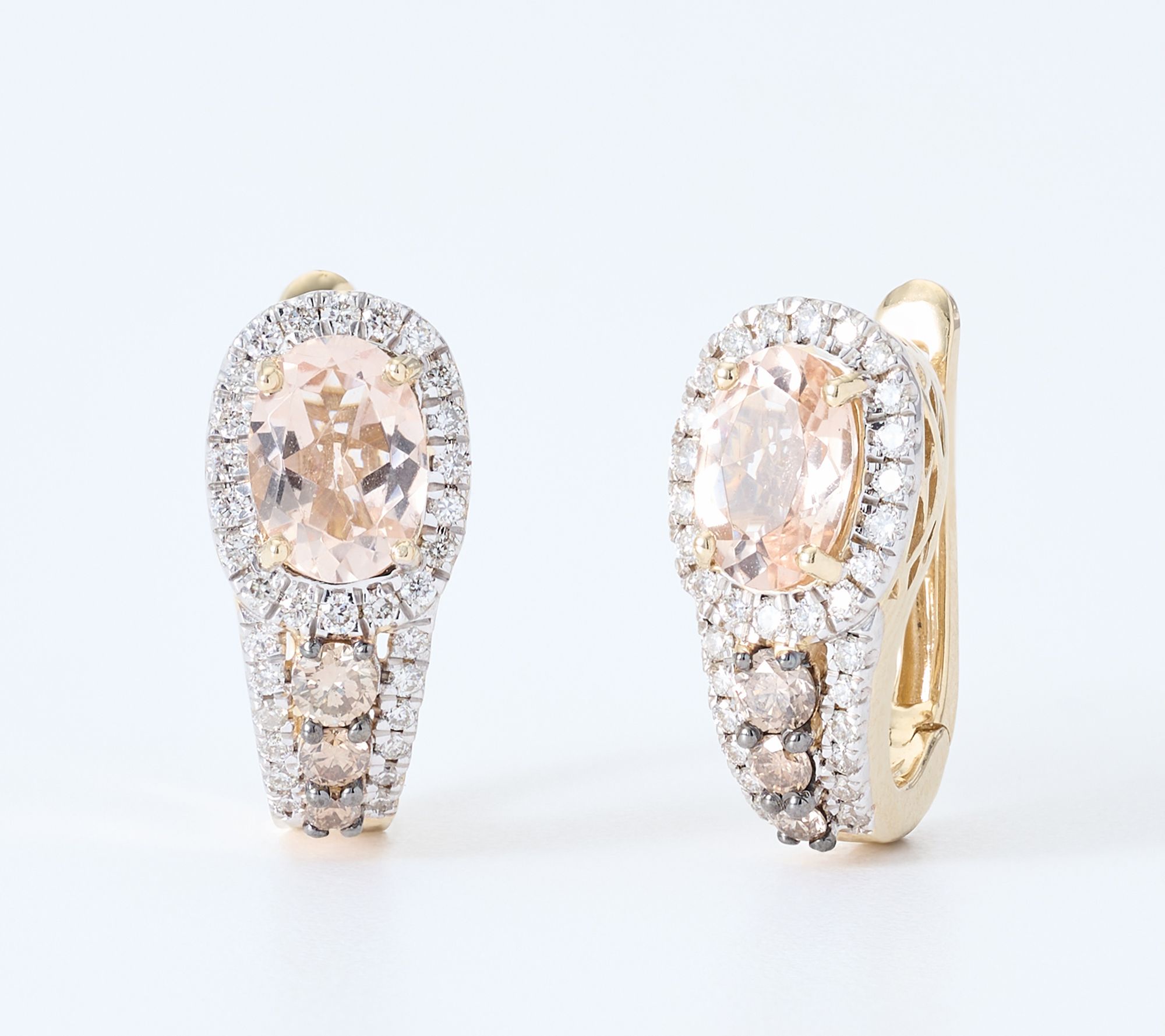 Kallati Morganite & Coco Diamond Earrings, 14k Gold