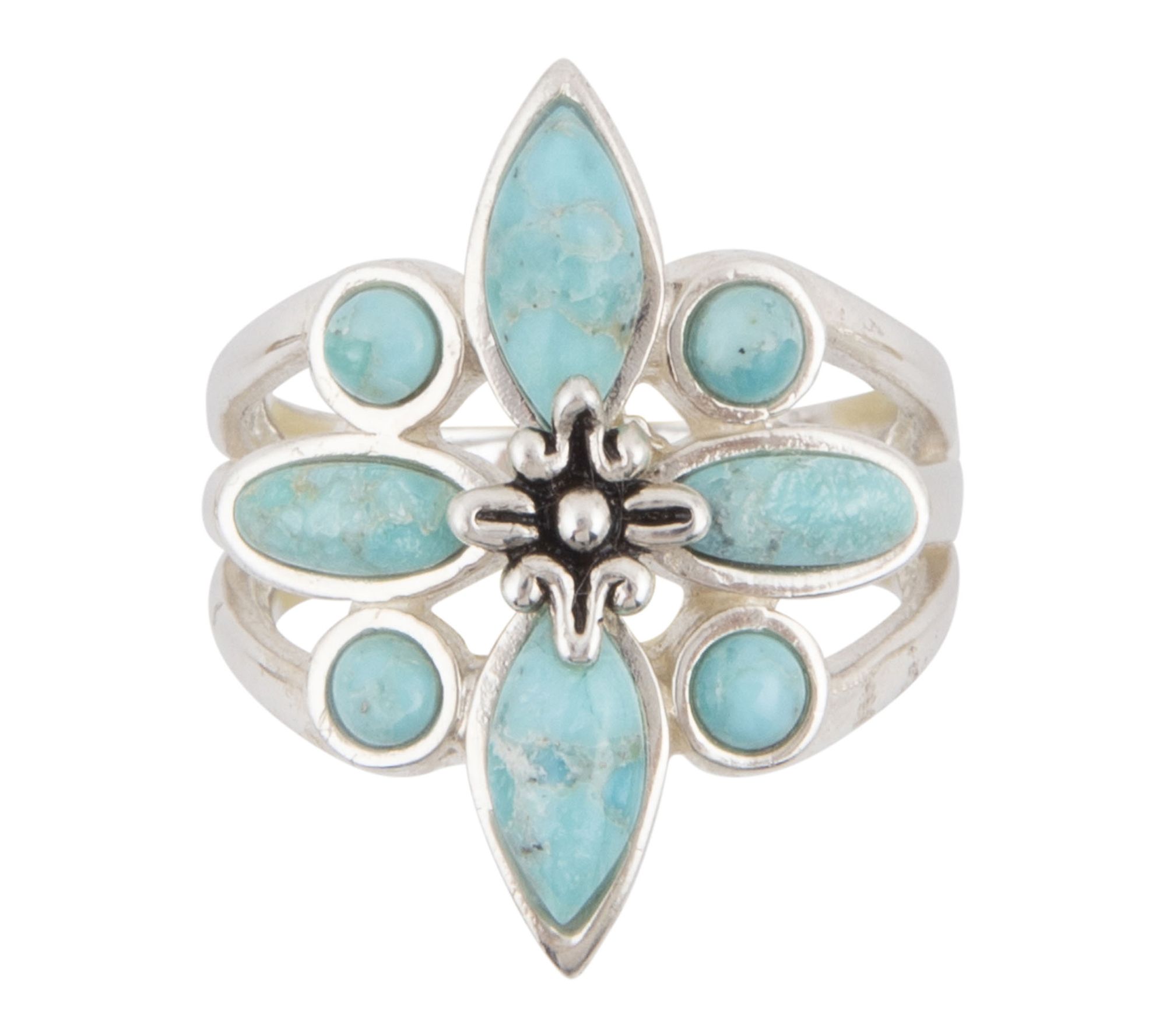 Barse Artisan Crafted Floral Blue Turquoise Ring