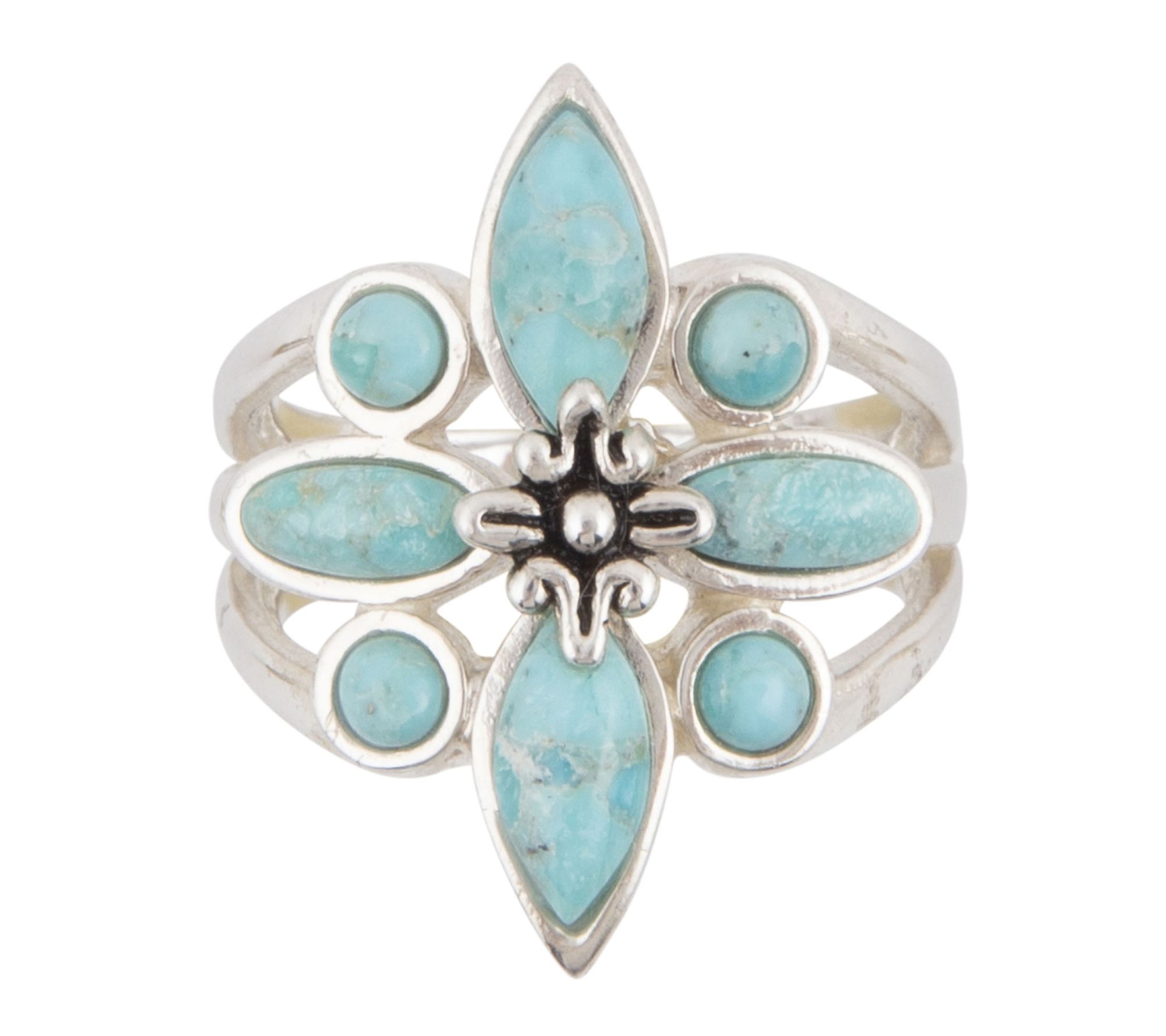 Barse Artisan Crafted Floral Blue Turquoise Ring